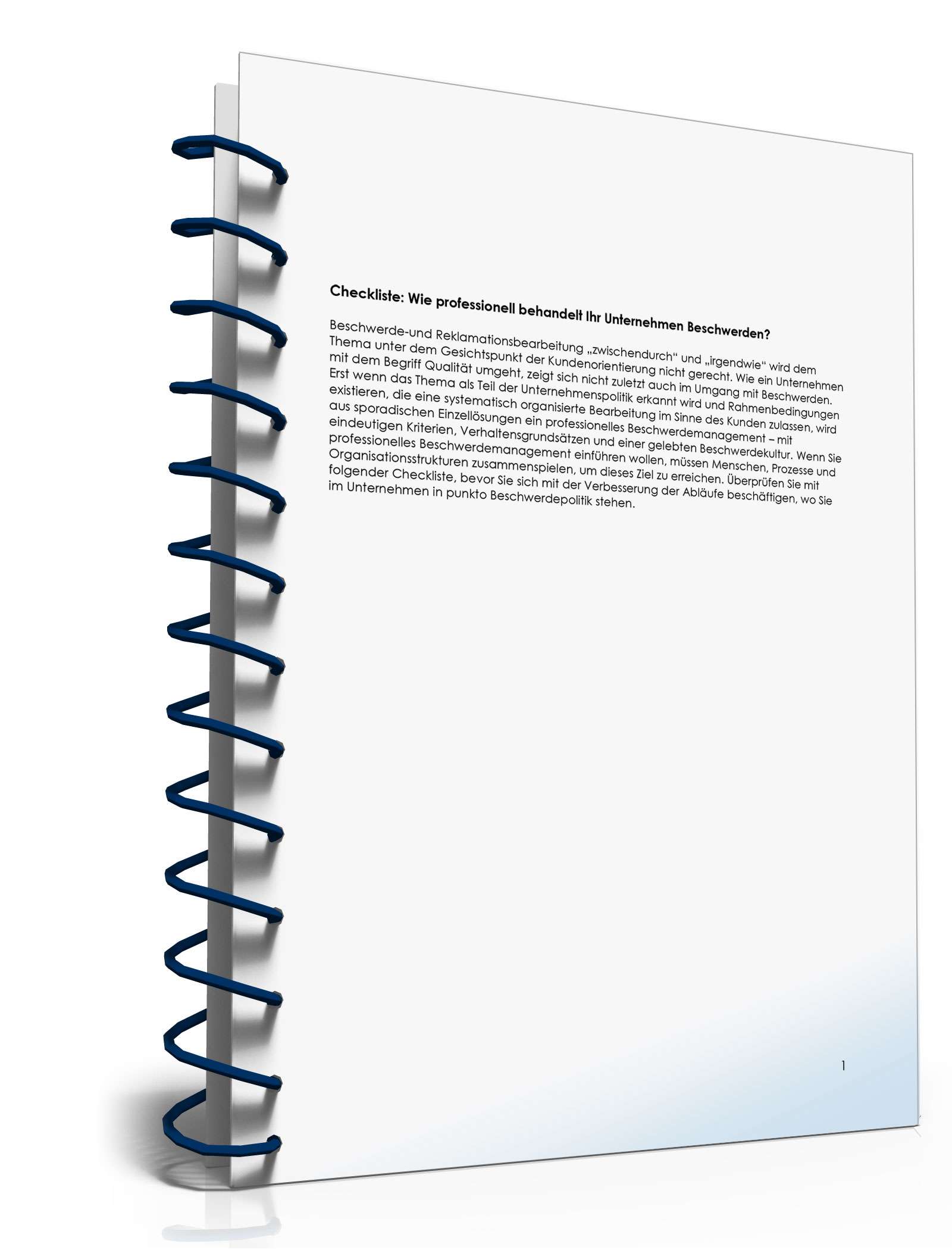 Checkliste Beschwerdebehandlung PDF