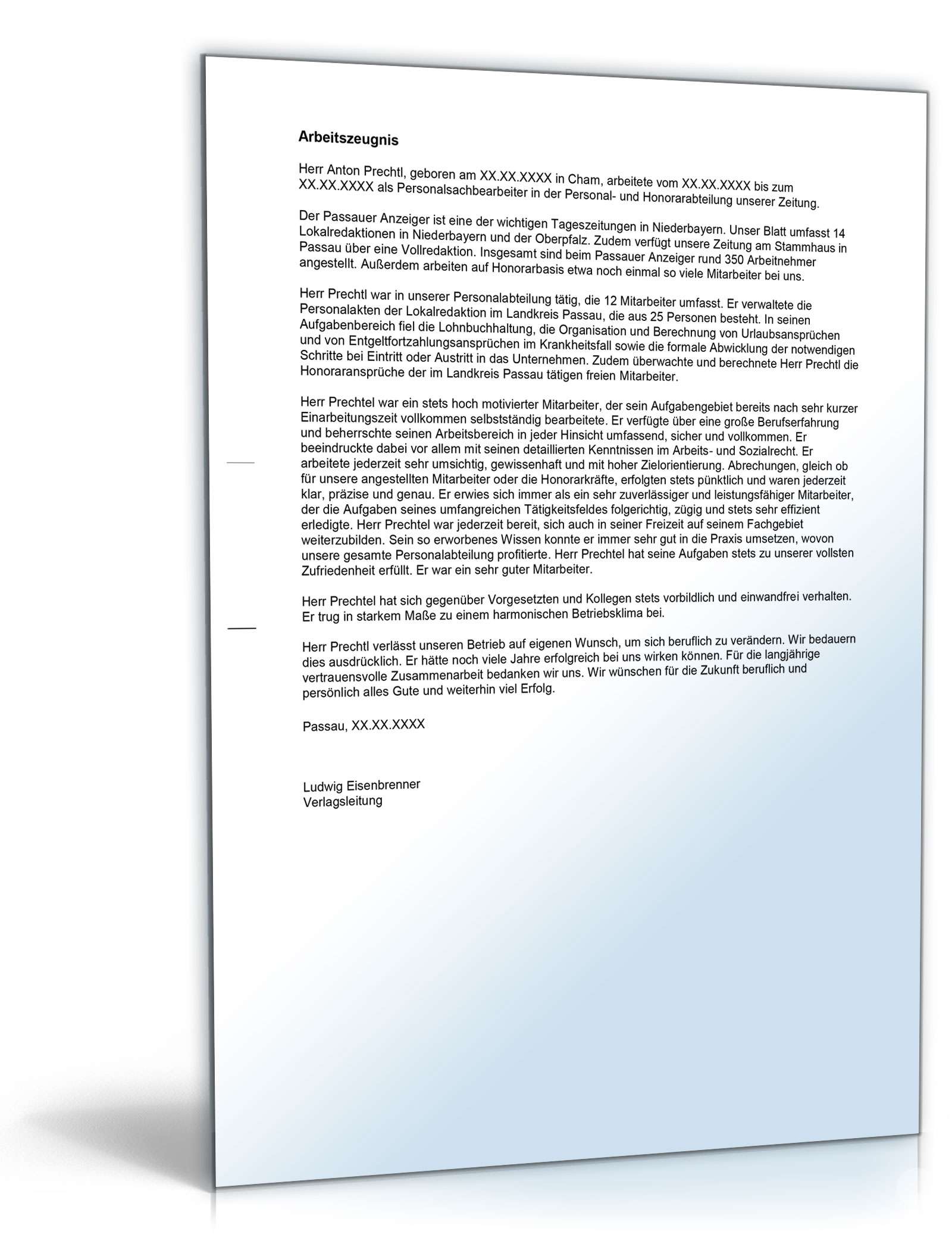 Arbeitszeugnis Personalsachbearbeiter Excel. Seite: 3