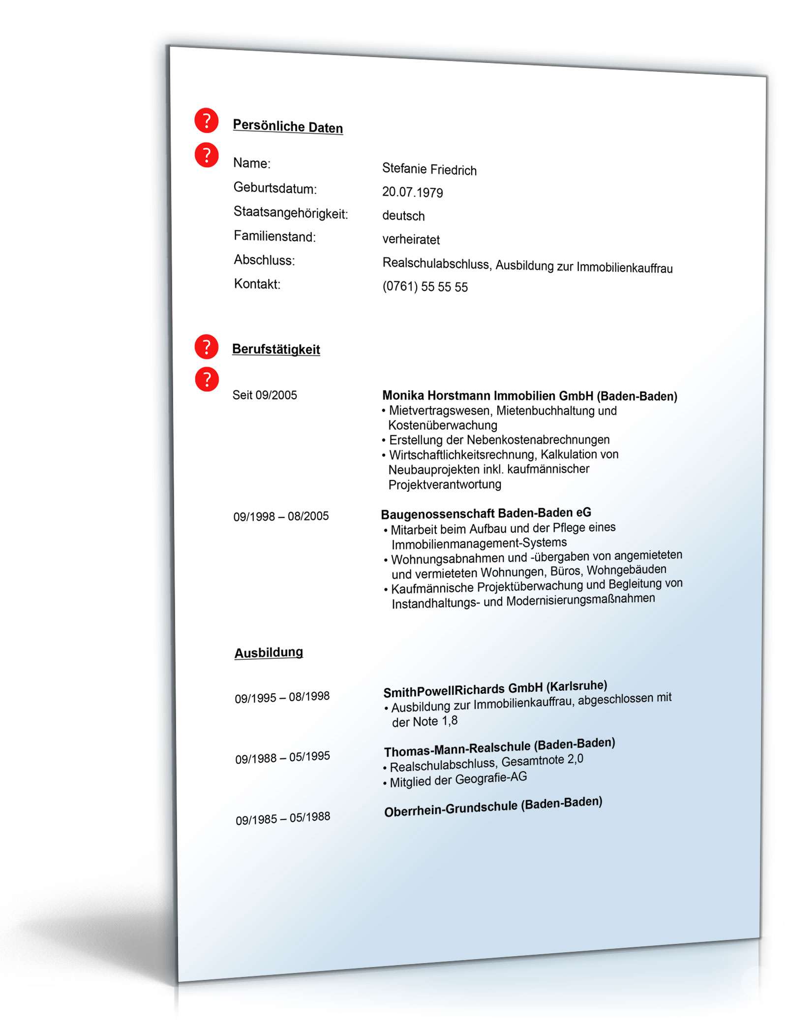 Lebenslauf Immobilienkaufmann PDF. Seite: 2