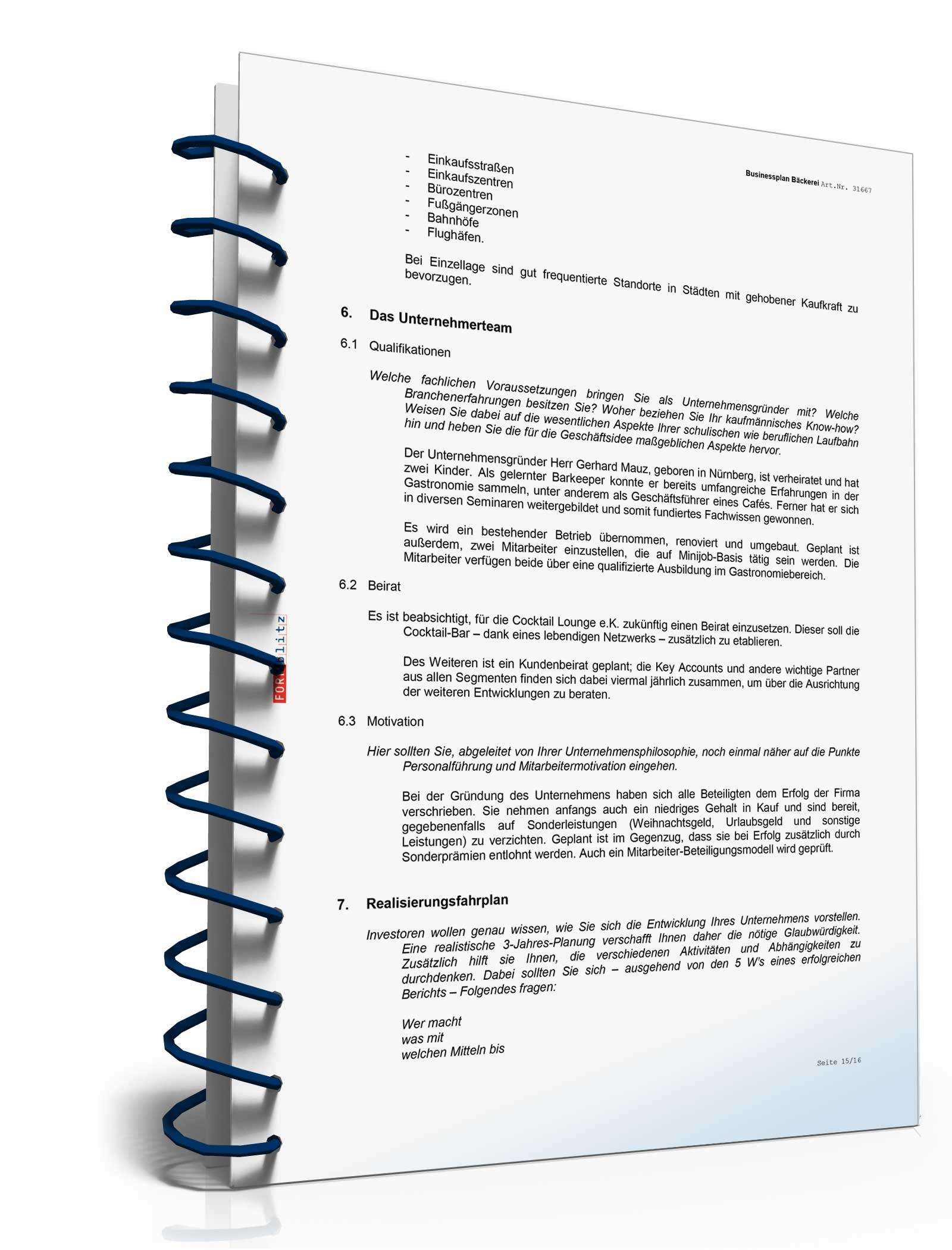 Businessplan Cocktailbar Excel. Seite: 15