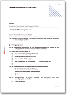Vertrag Jobvermittlung Word
