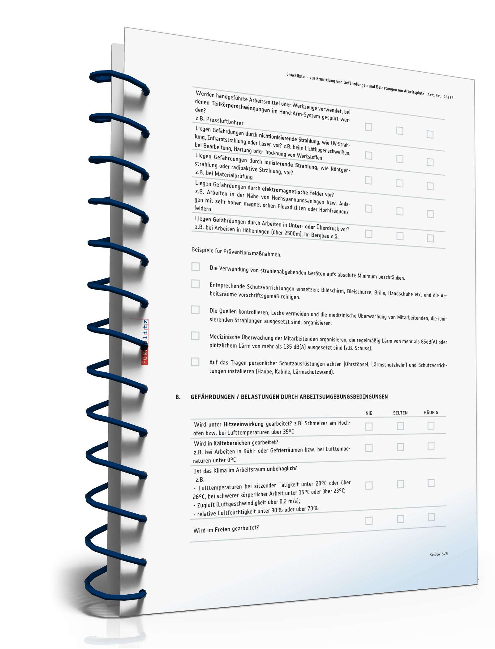 Checkliste Gefährdungen/Belastungen Arbeitsplatz PDF. Seite: 5
