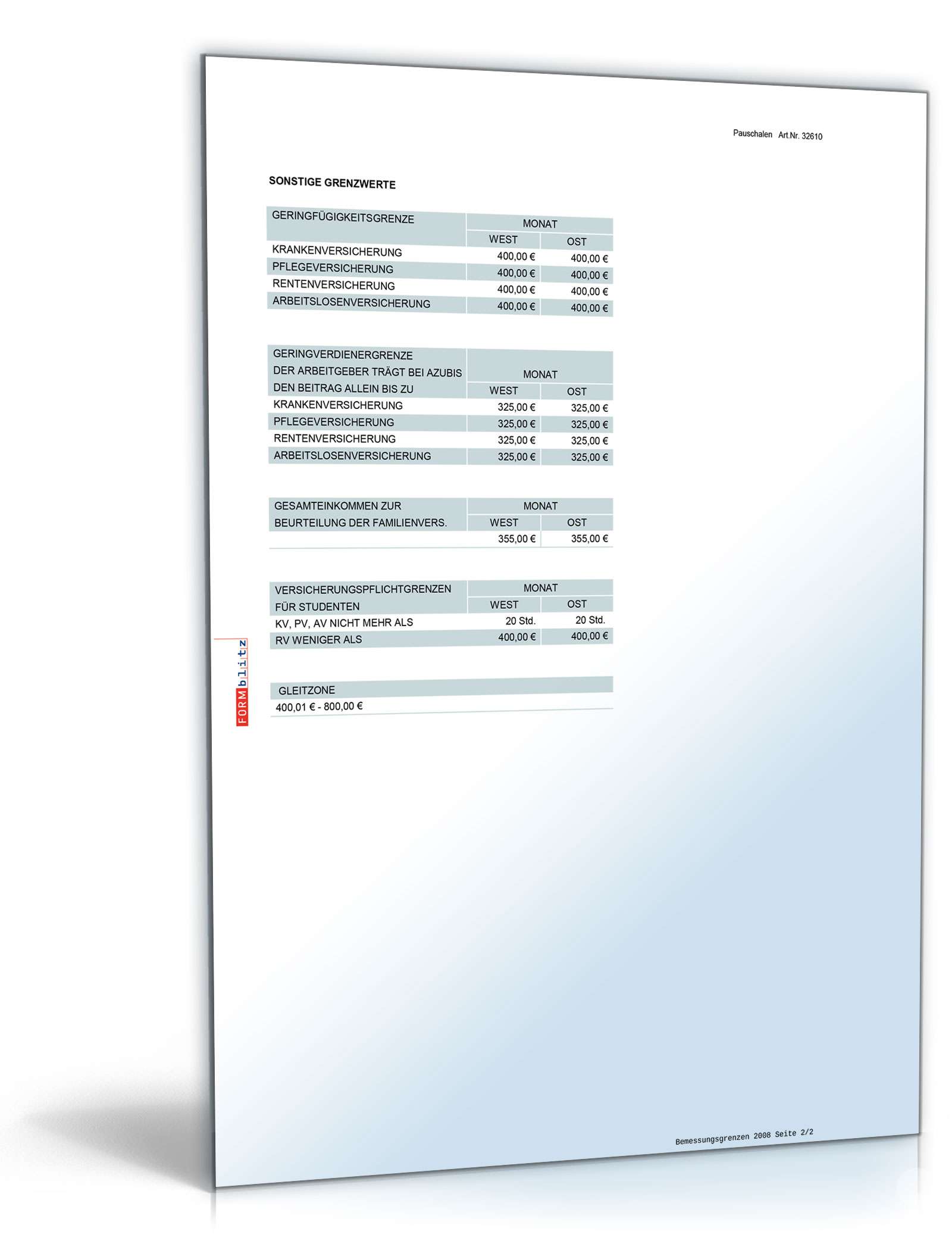 Diverse Pauschalsätze 2010/2011 Excel. Seite: 8