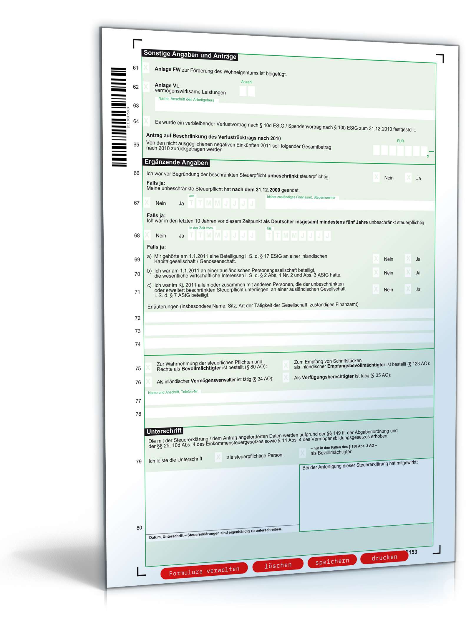 Einkommensteuererklärung beschränkt Steuerpflichtige 2011 PDF. Seite: 3