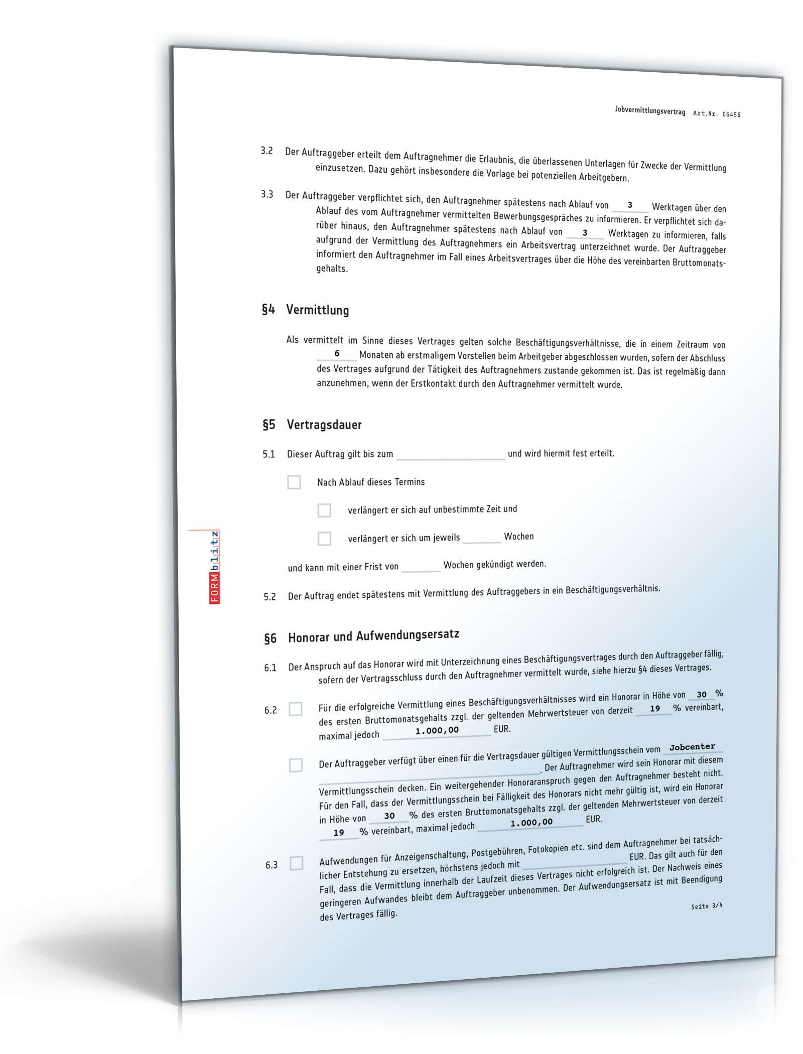 Vertrag Jobvermittlung PDF. Seite: 3