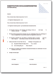 Konstitutives Schuldanerkenntnis mit Ratenzahlung Word