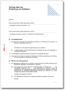 Vertrag Softwareerstellung Word