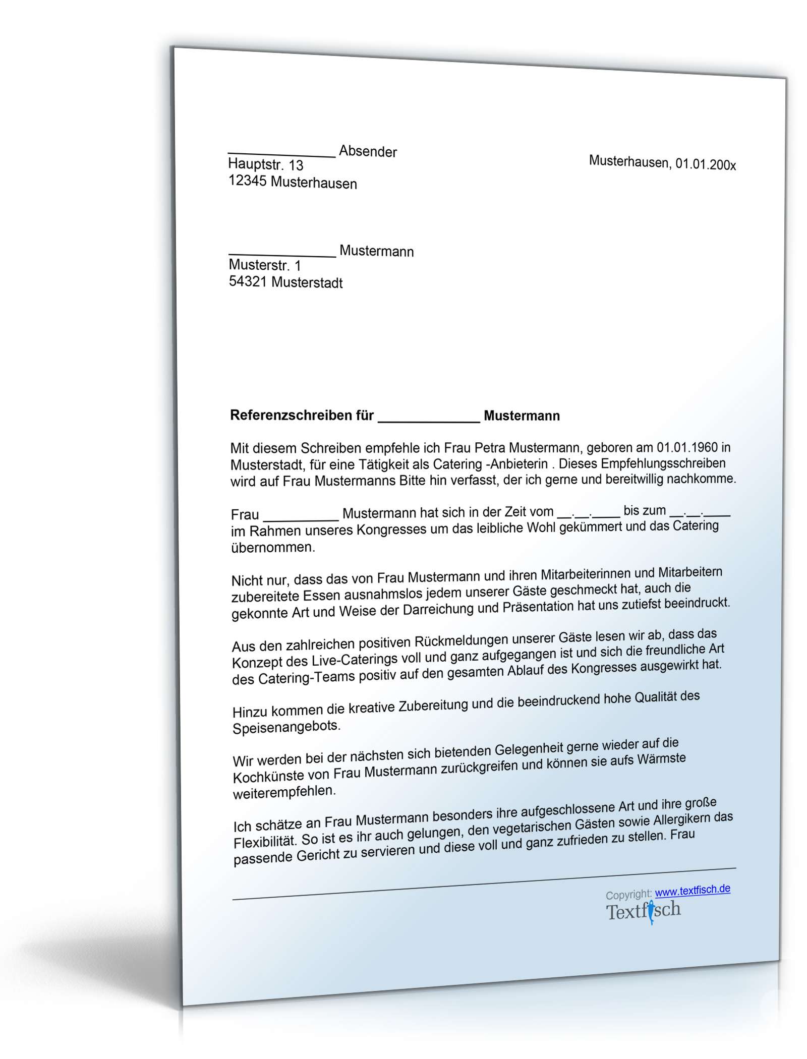 Referenzschreiben für ein Catering Word