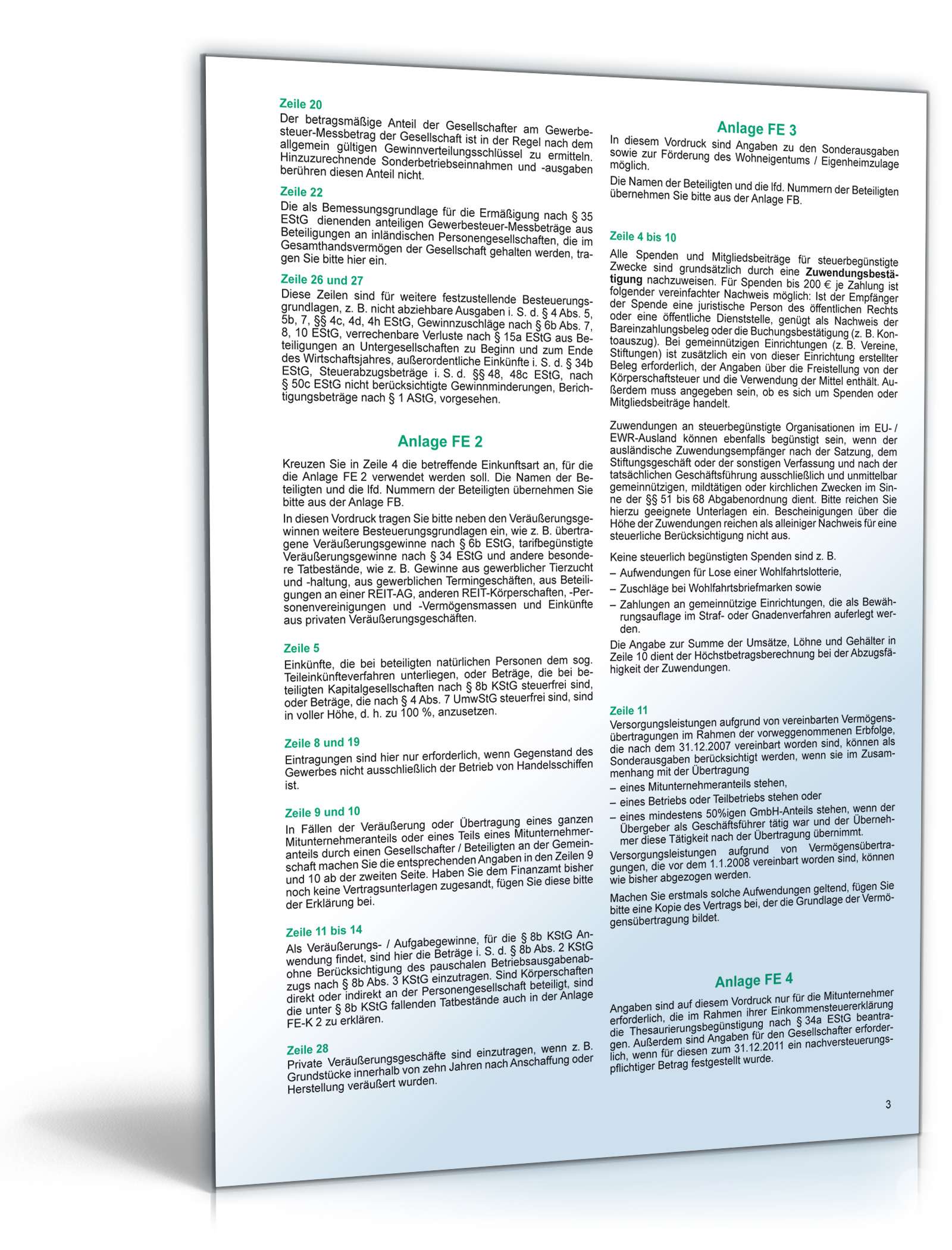 Anleitung zur Feststellung der Einkommensbesteuerung 2012 PDF. Seite: 3