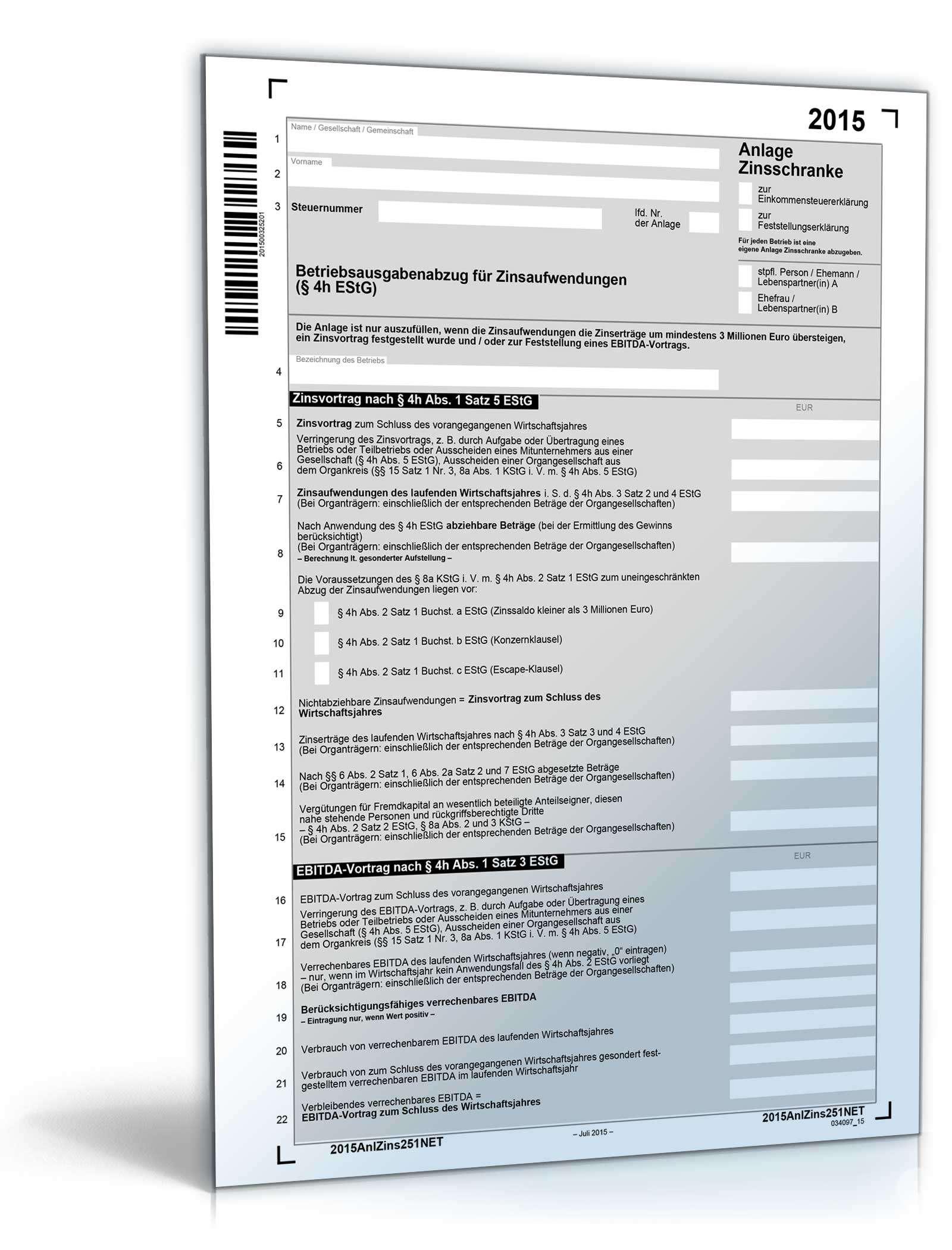 Anlage Zinsschranke 2015 PDF
