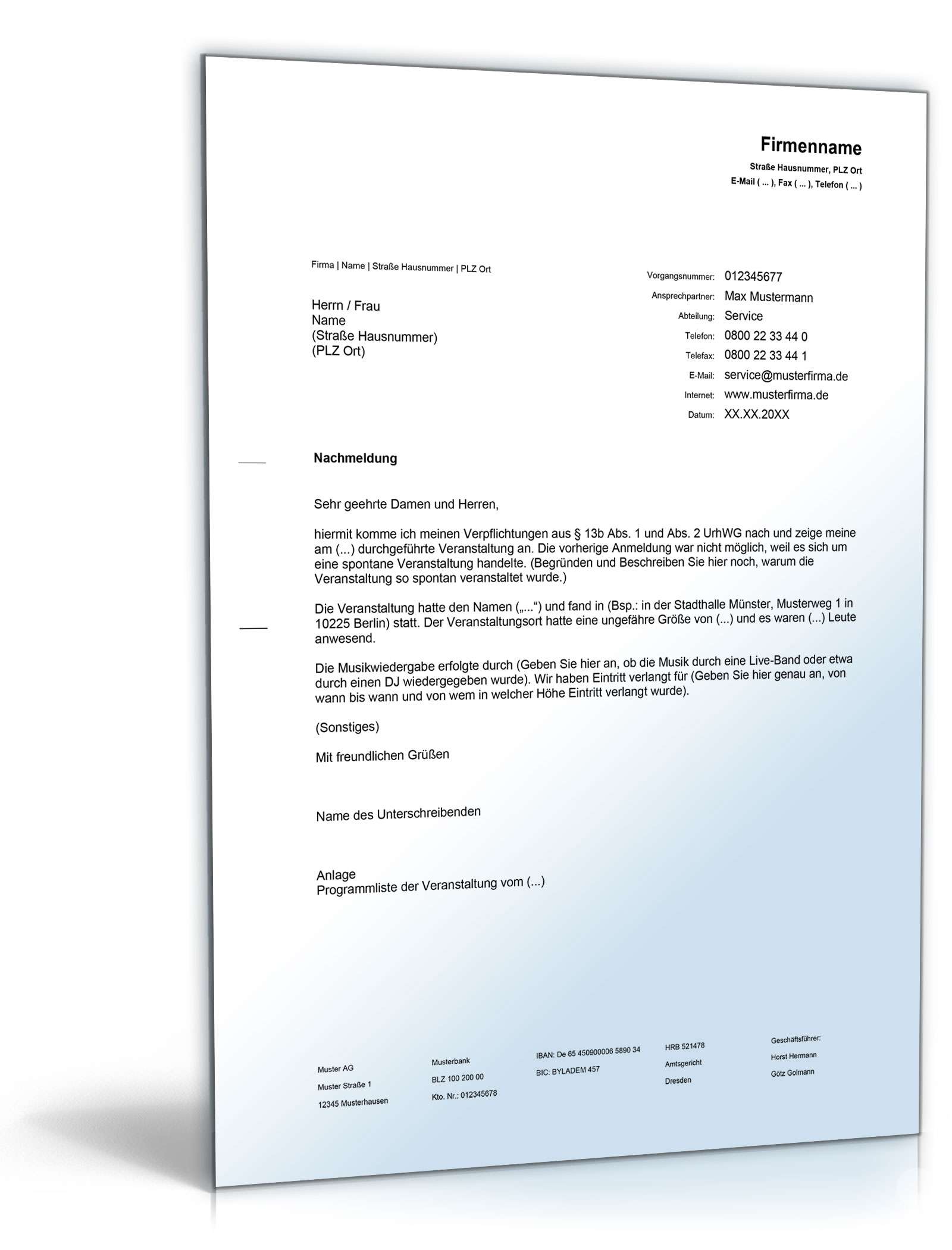 Nachmeldung bei der GEMA Word