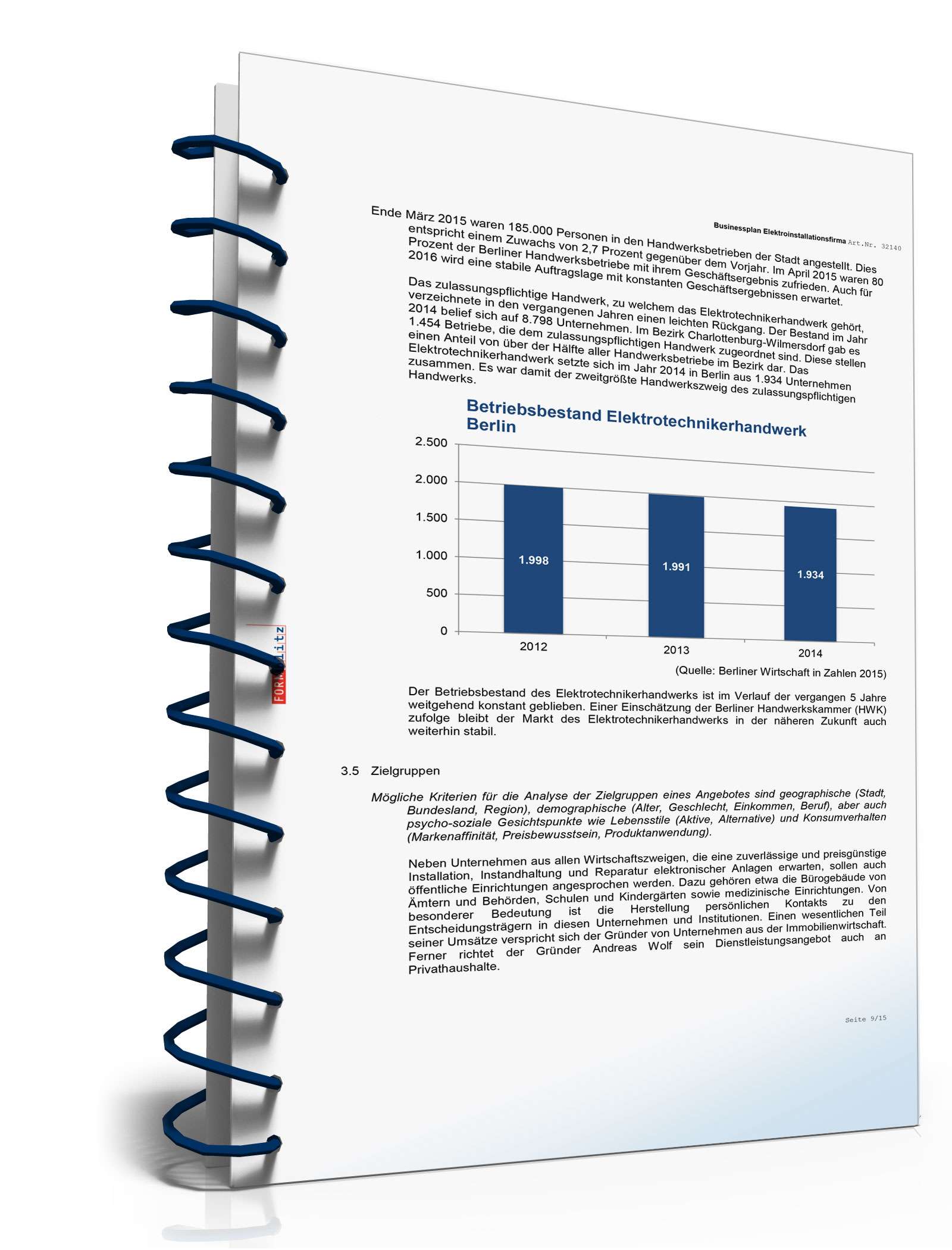 Businessplan Elektroinstallationsbetrieb Excel. Seite: 7