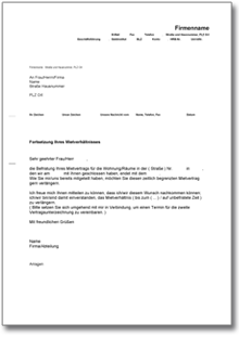 Fortsetzung befristetes Mietverhältnis  Word