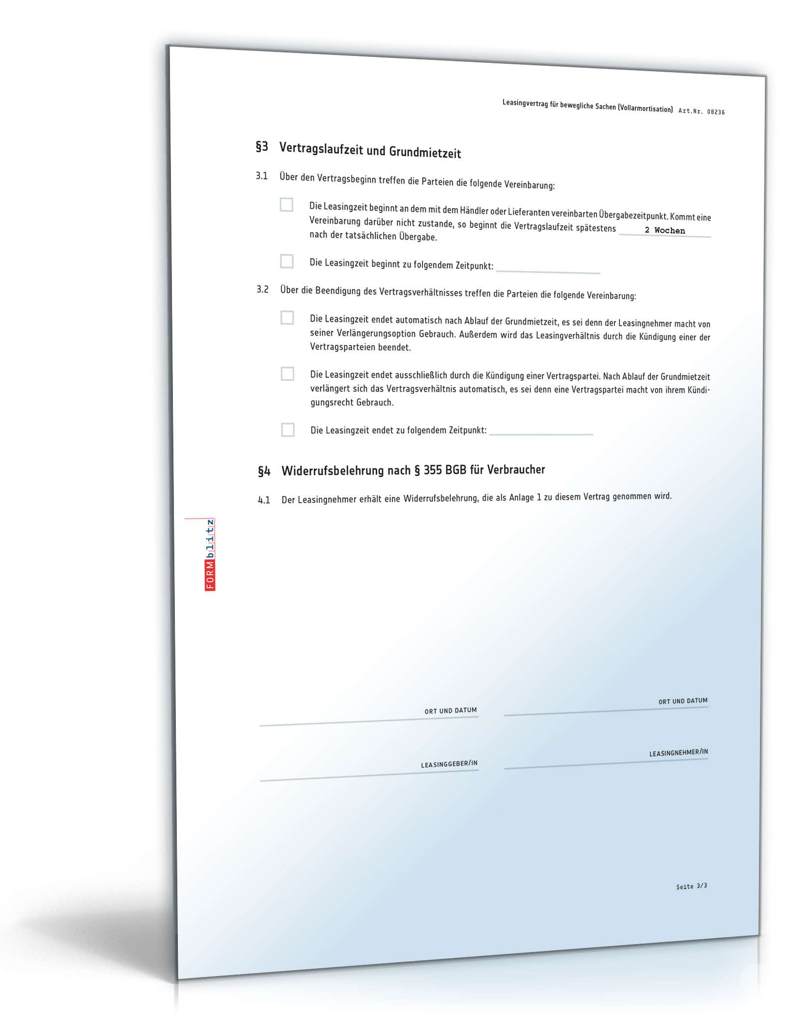 Leasingvertrag PDF. Seite: 3