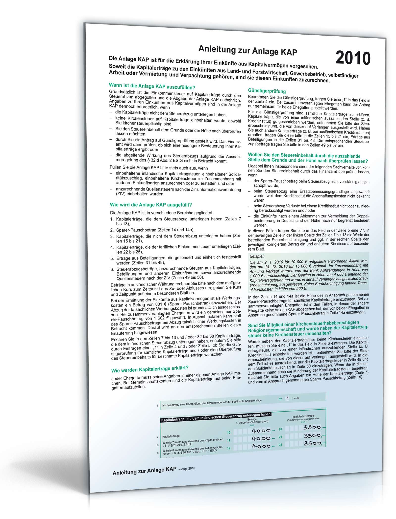 Anleitung Anlage KAP 2010 PDF