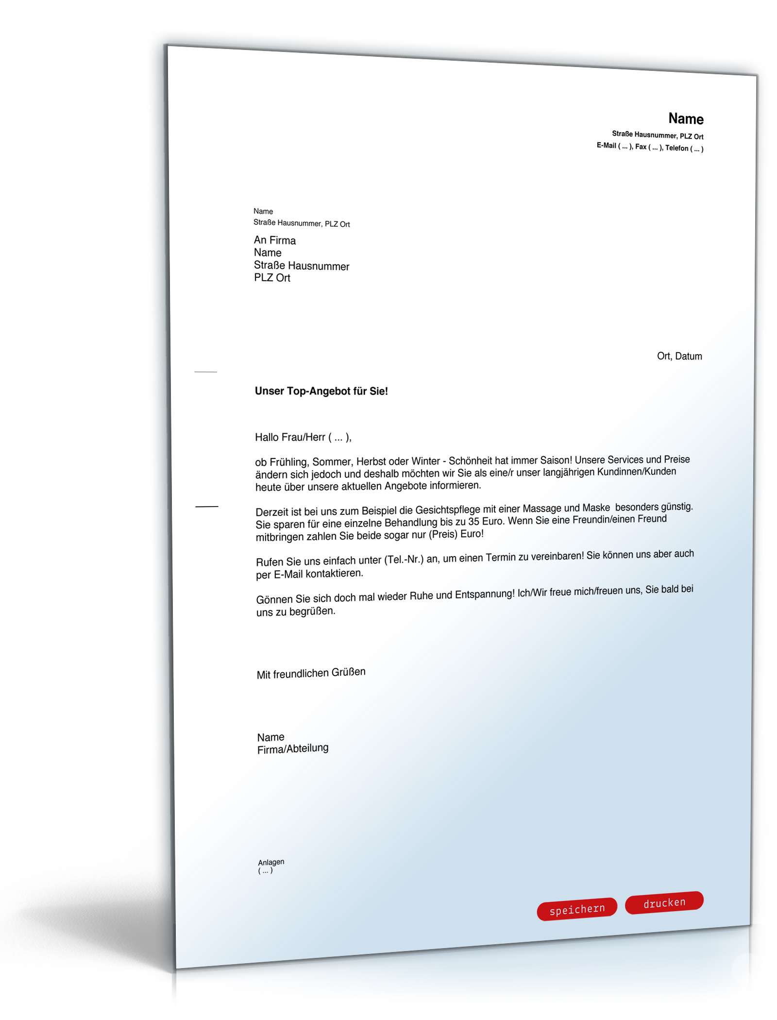 Werbebrief Kosmetik-Salon PDF