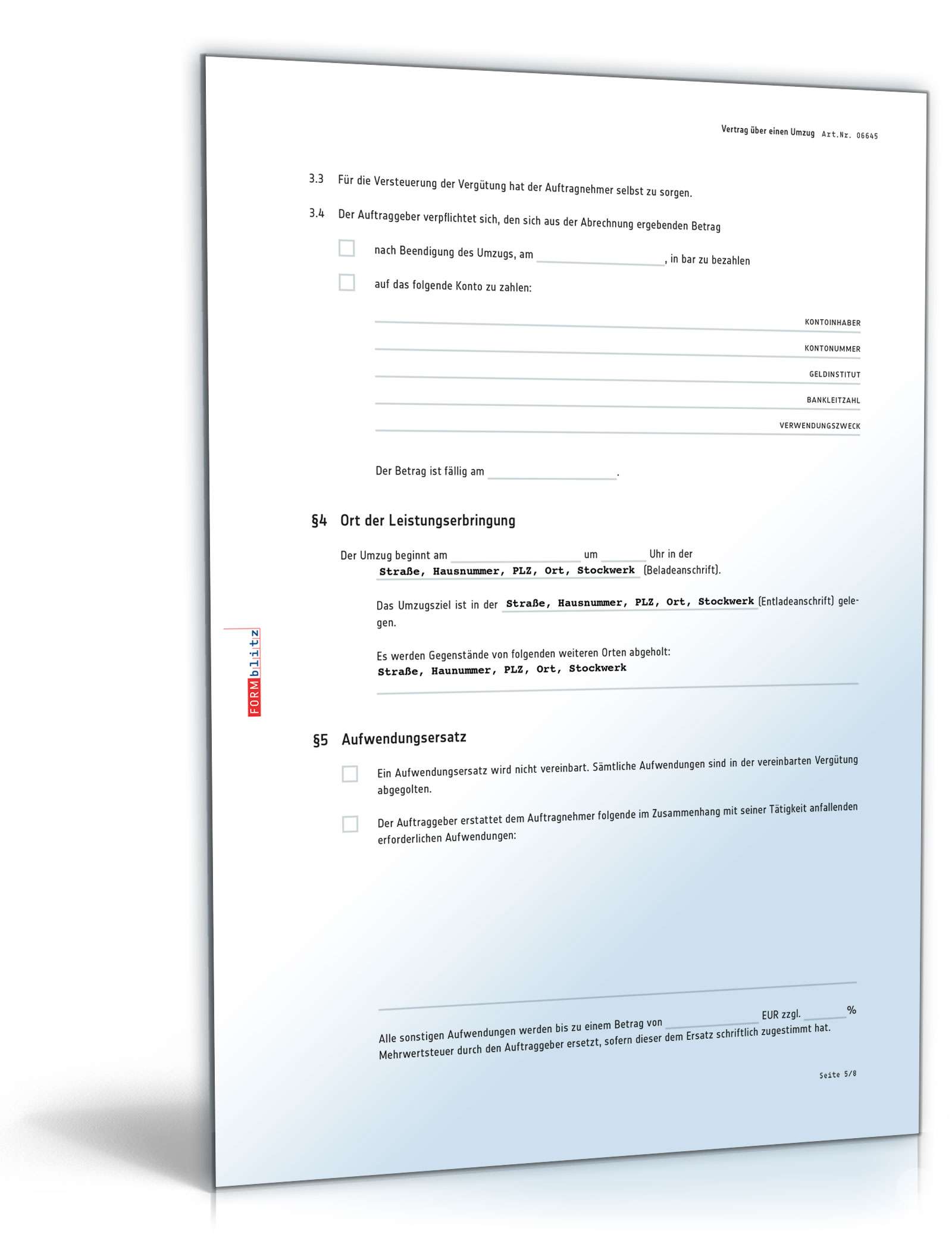 Umzugsvertrag PDF. Seite: 5