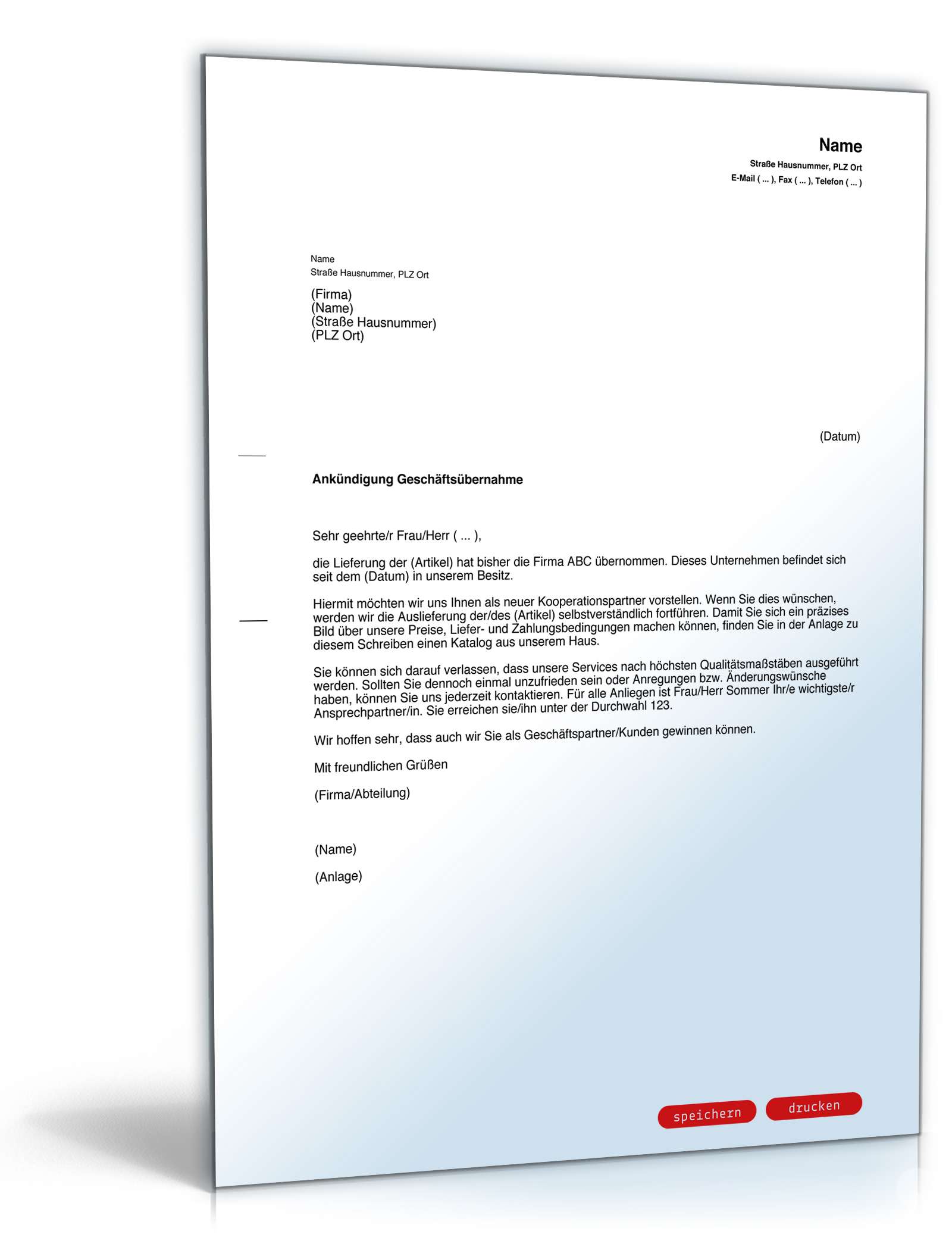 Bekanntgabe Geschäftsübernahme PDF