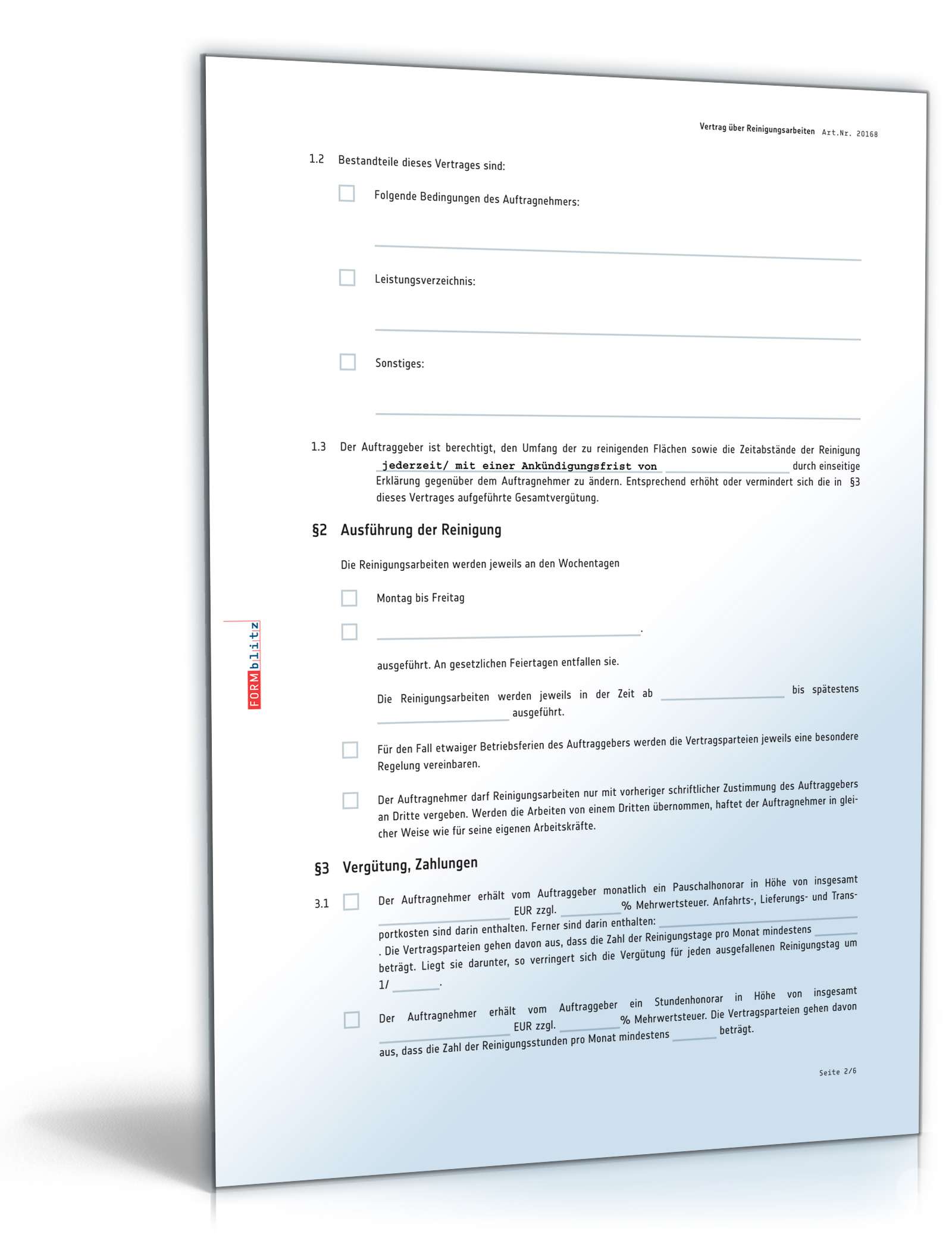 Reinigungsvertrag PDF. Seite: 2