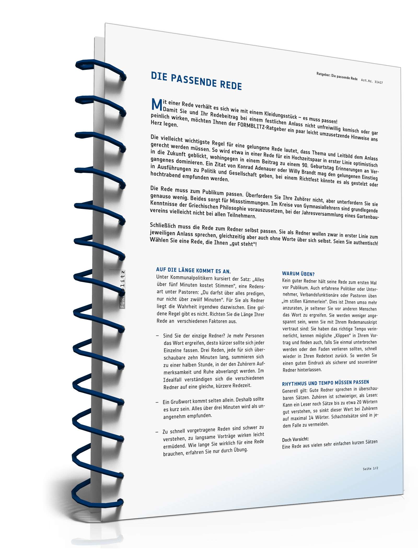 Ratgeber "Die passende Rede" PDF. Seite: 2