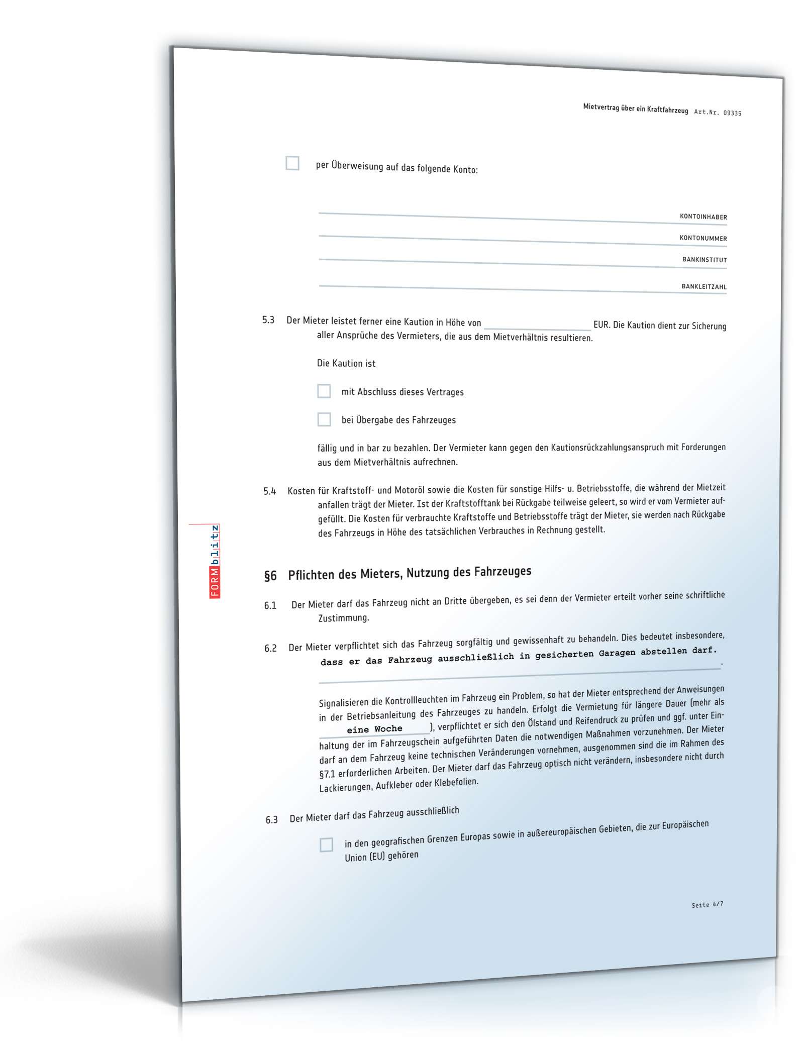 Kfz Mietvertrag PDF. Seite: 4