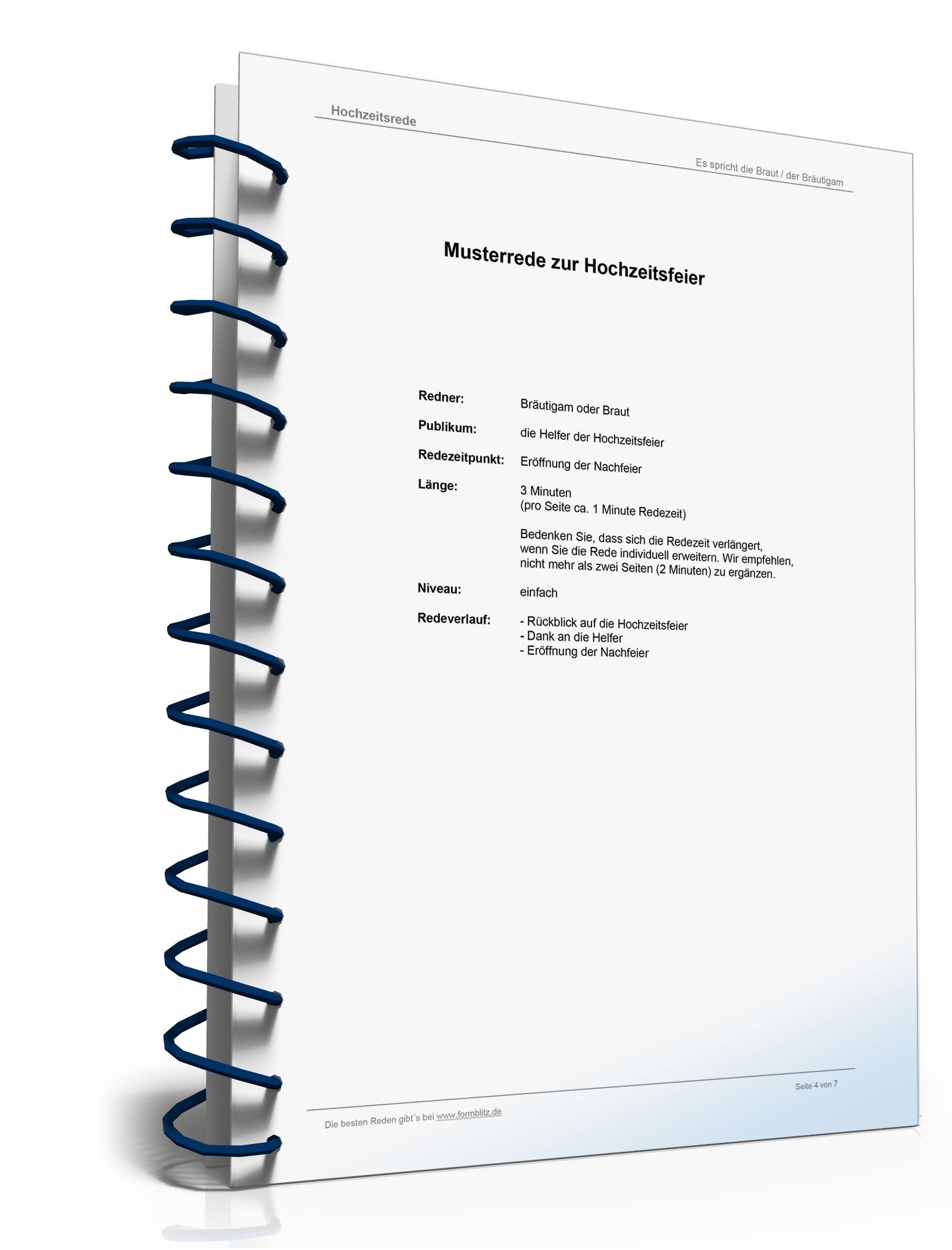 Hochzeitsrede Dankesworte zur Nachfeier mit den Helfern Word. Seite: 4