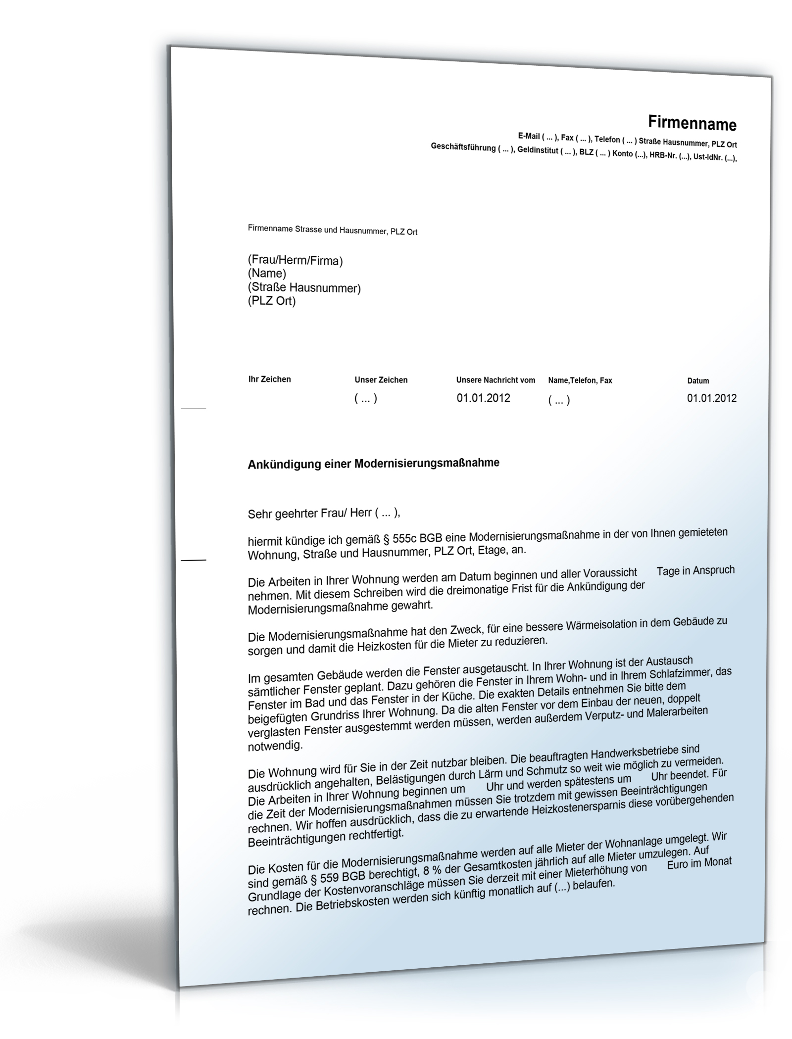 Ankündigung Modernisierungsmaßnahmen PDF