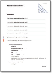 Teilungserklärung Wohnungseigentum Word