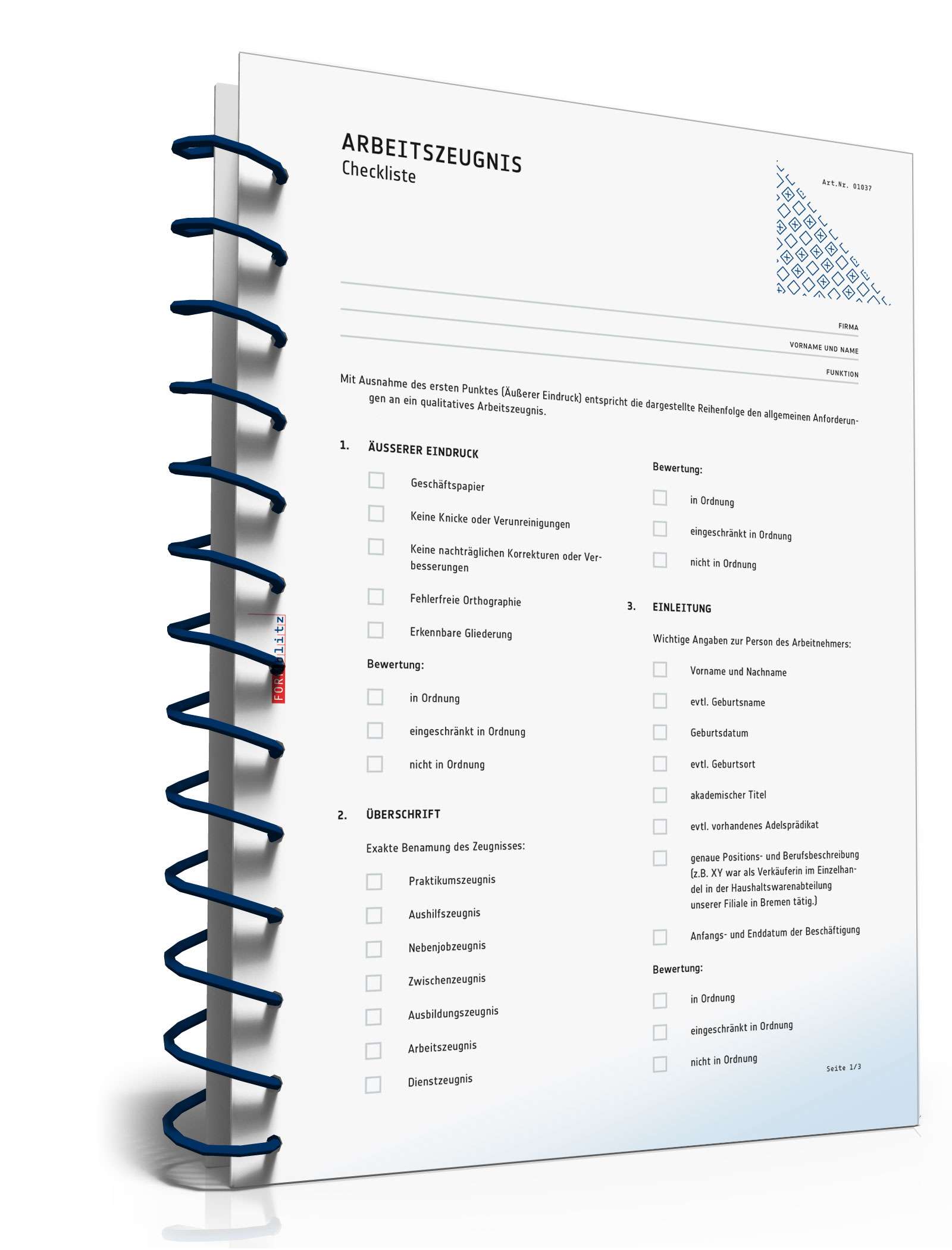 Checkliste für ein Arbeitszeugnis PDF