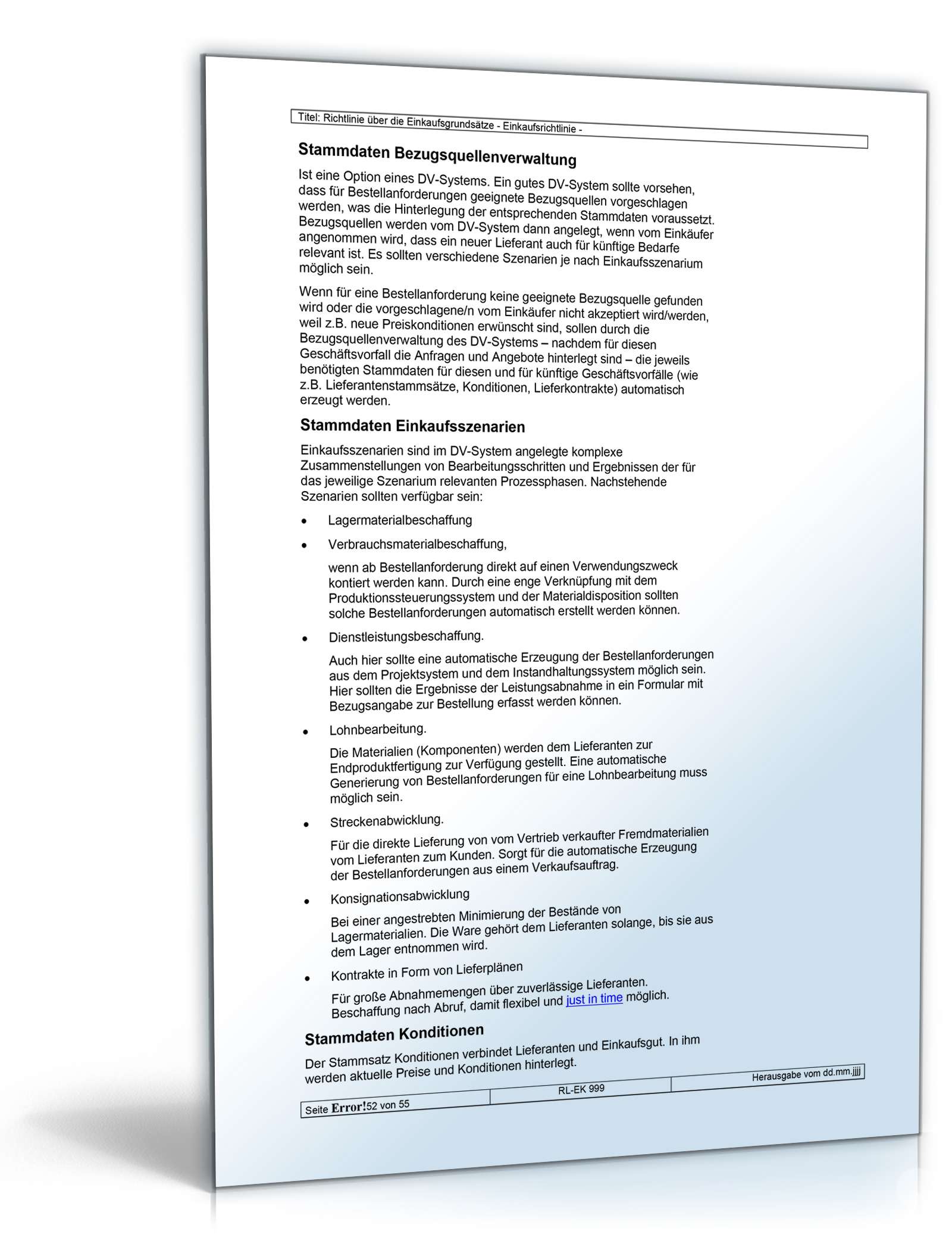 Richtlinien über die Einkaufsgrundsätze Word. Seite: 52