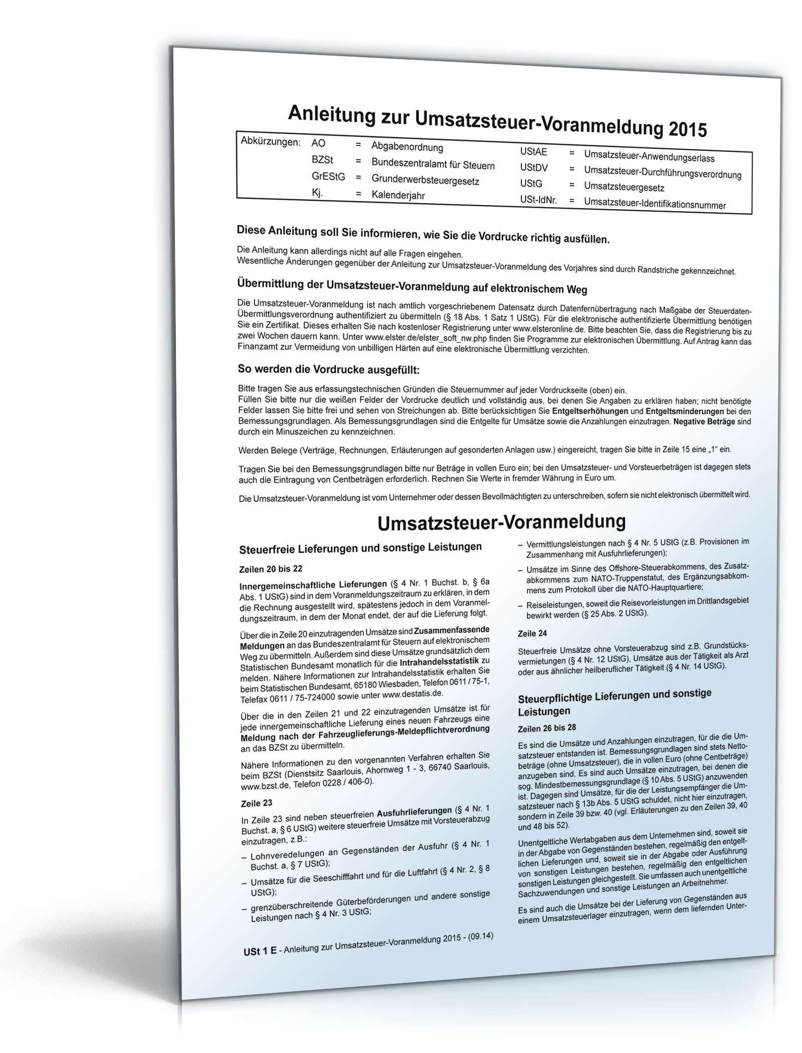 Umsatzsteuer-Voranmeldung 2015 PDF. Seite: 3