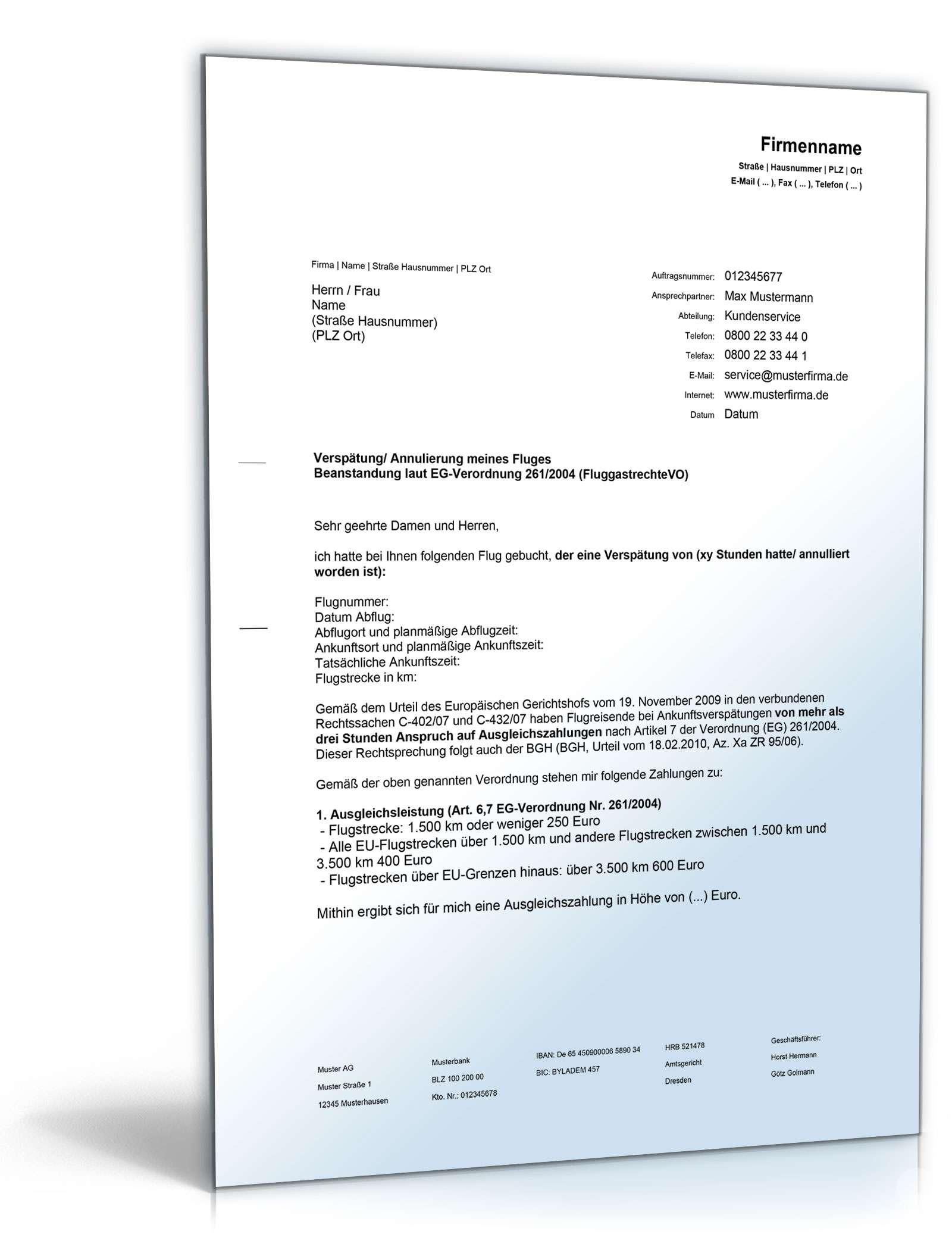 Ausgleichsanspruch bei Flugverspätung nach Fluggastverordnung PDF