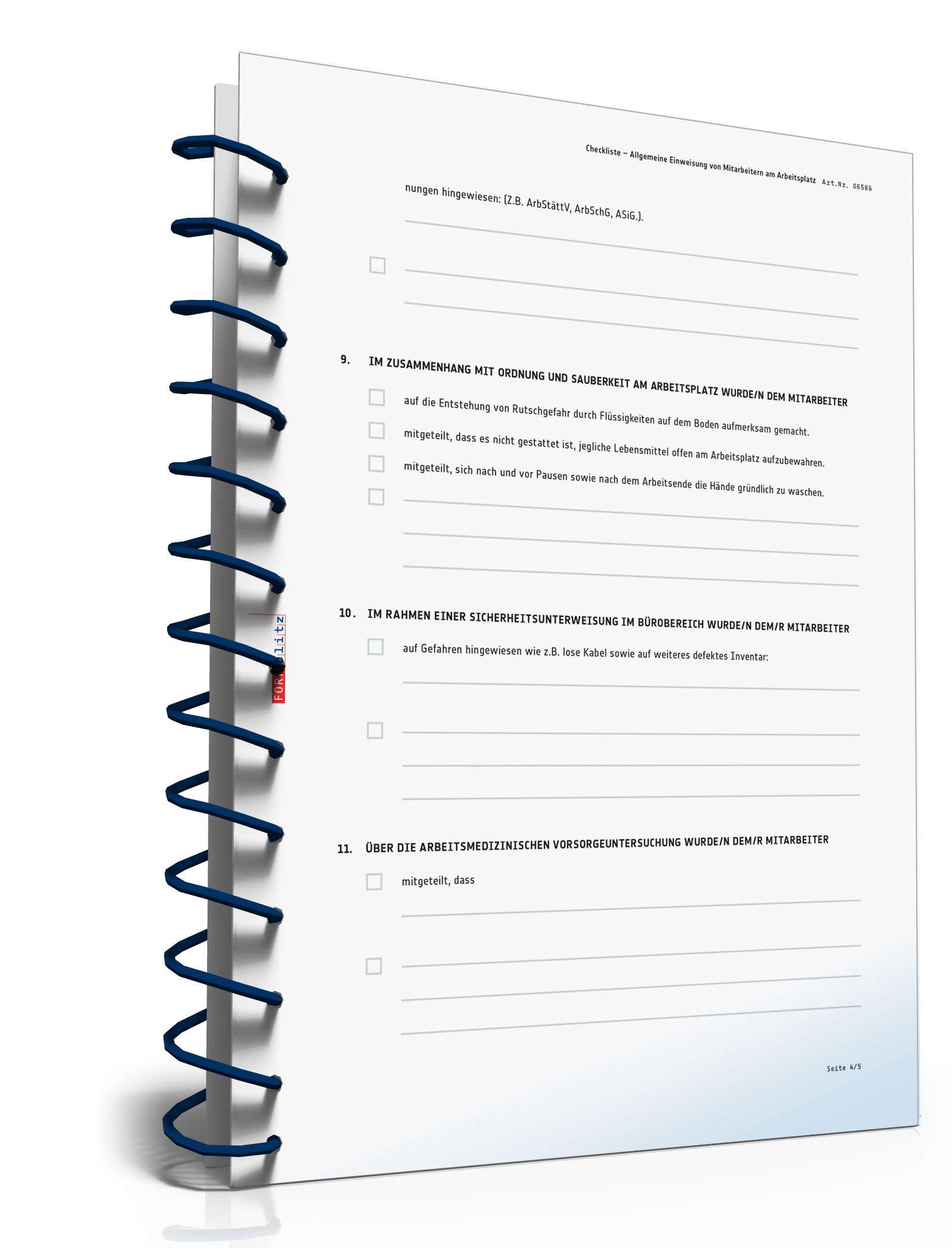 Checkliste Allgemeine Unterweisung Mitarbeiter PDF. Seite: 4