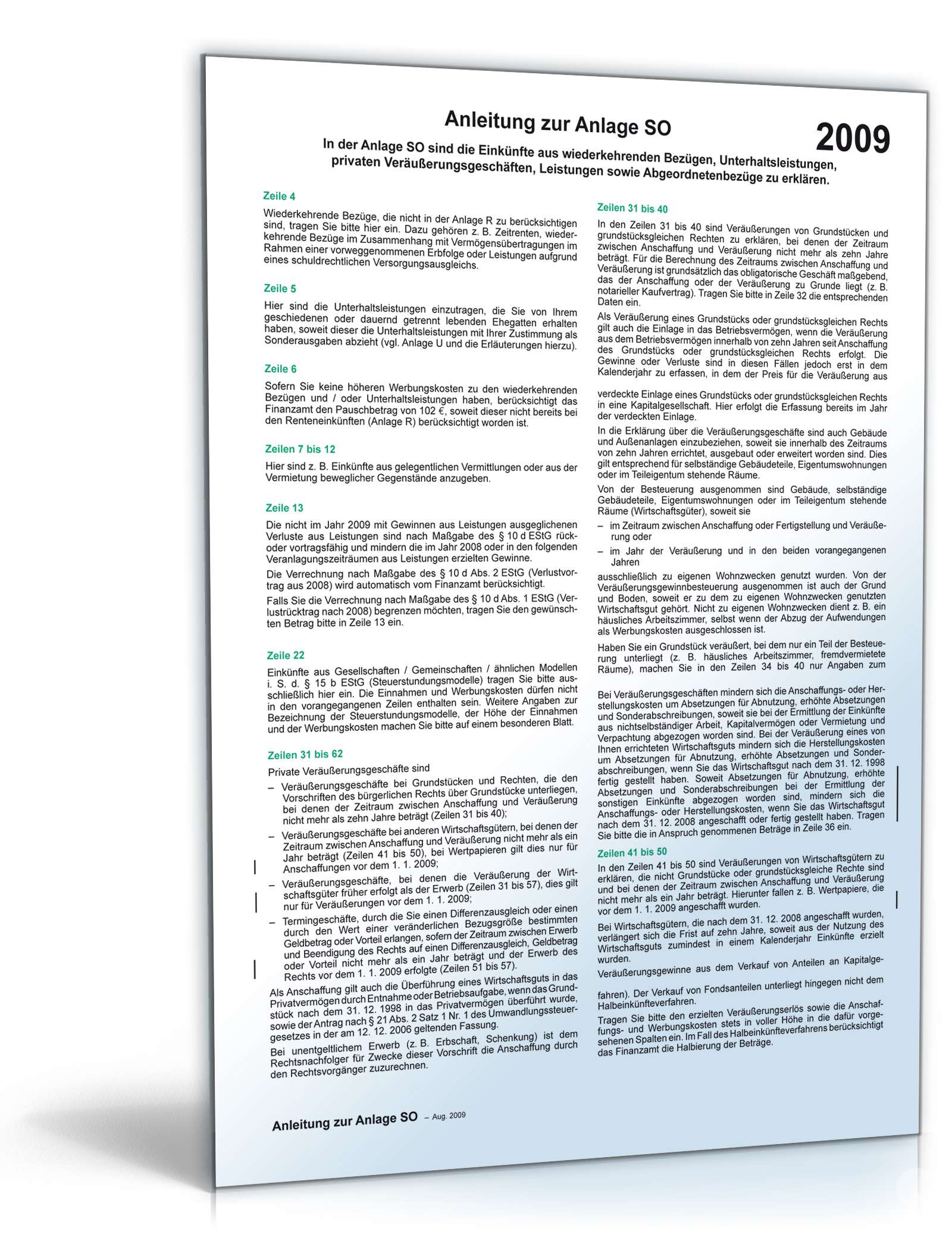 Anleitung Anlage SO 2009 PDF