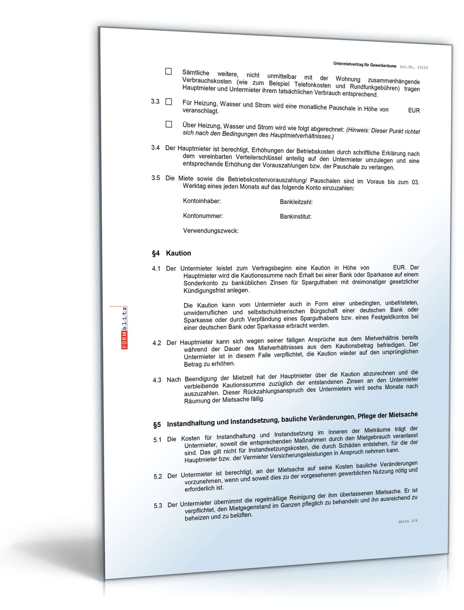 Vorteilspaket Untermietvertrag Gewerberäume Excel. Seite: 5