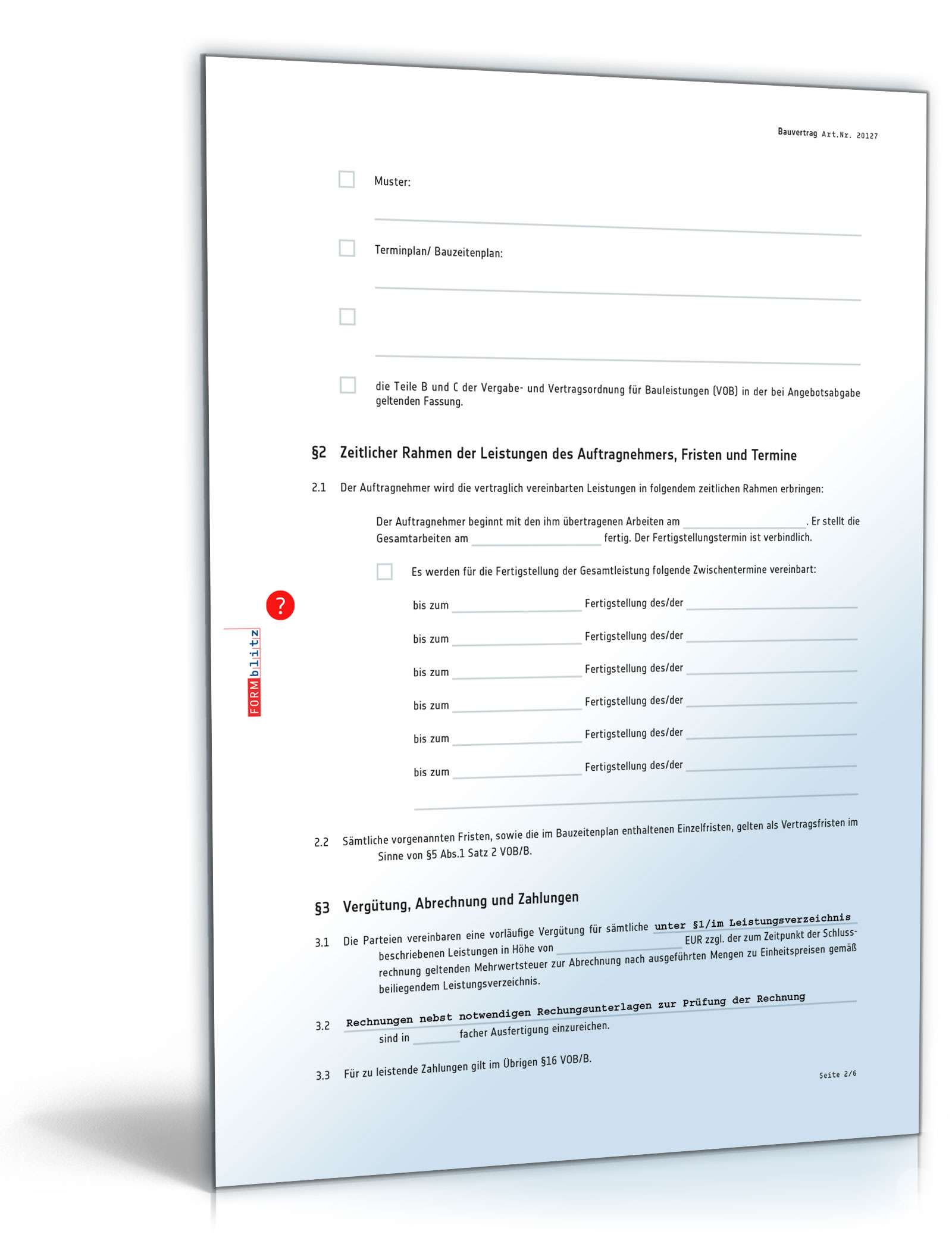 Bauvertrag nach VOB PDF. Seite: 2