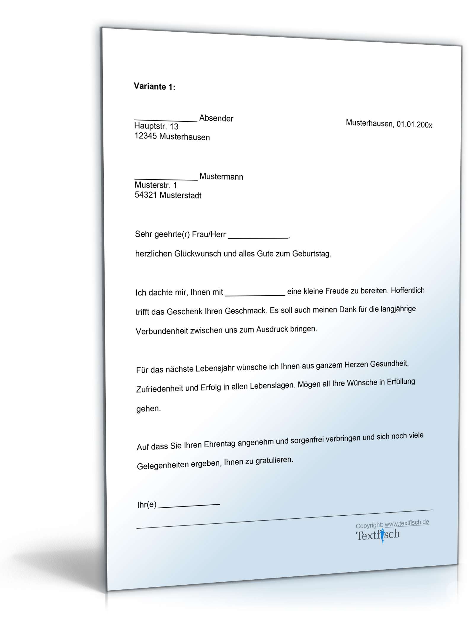 Gratulation Geburtstag Geschäftspartner Word