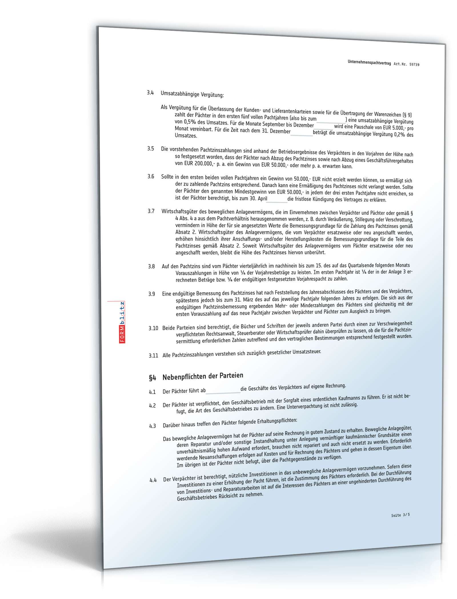 Unternehmenspachtvertrag PDF. Seite: 3