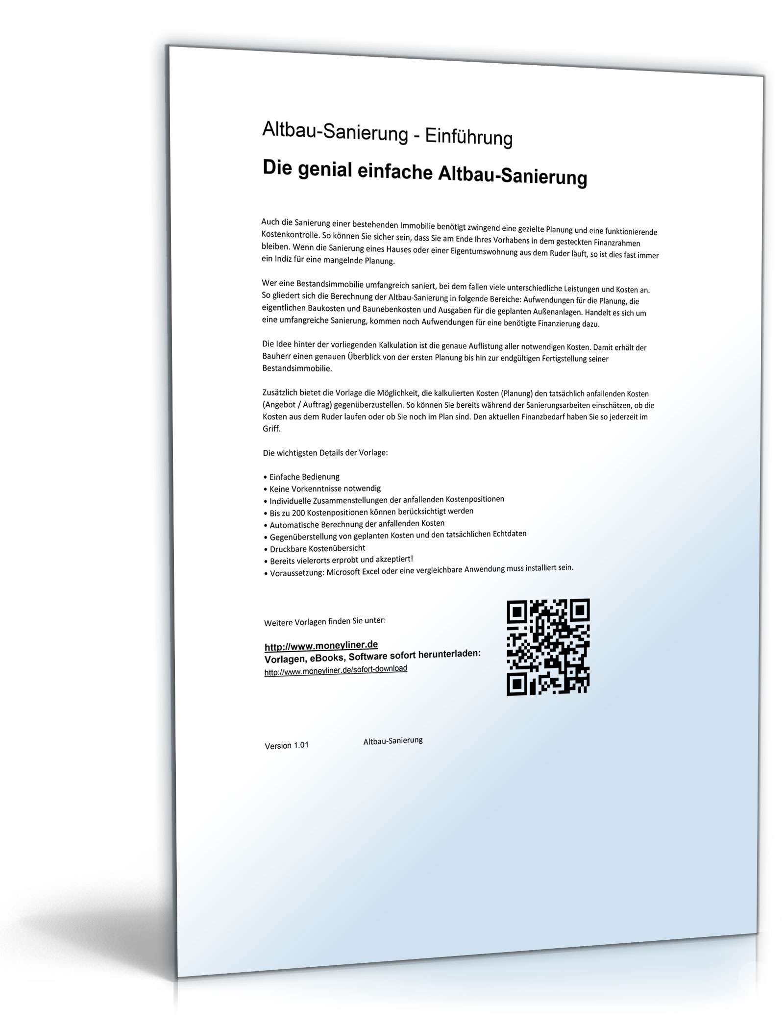 Kostenkalkulation Altbau-Sanierung Excel. Seite: 2