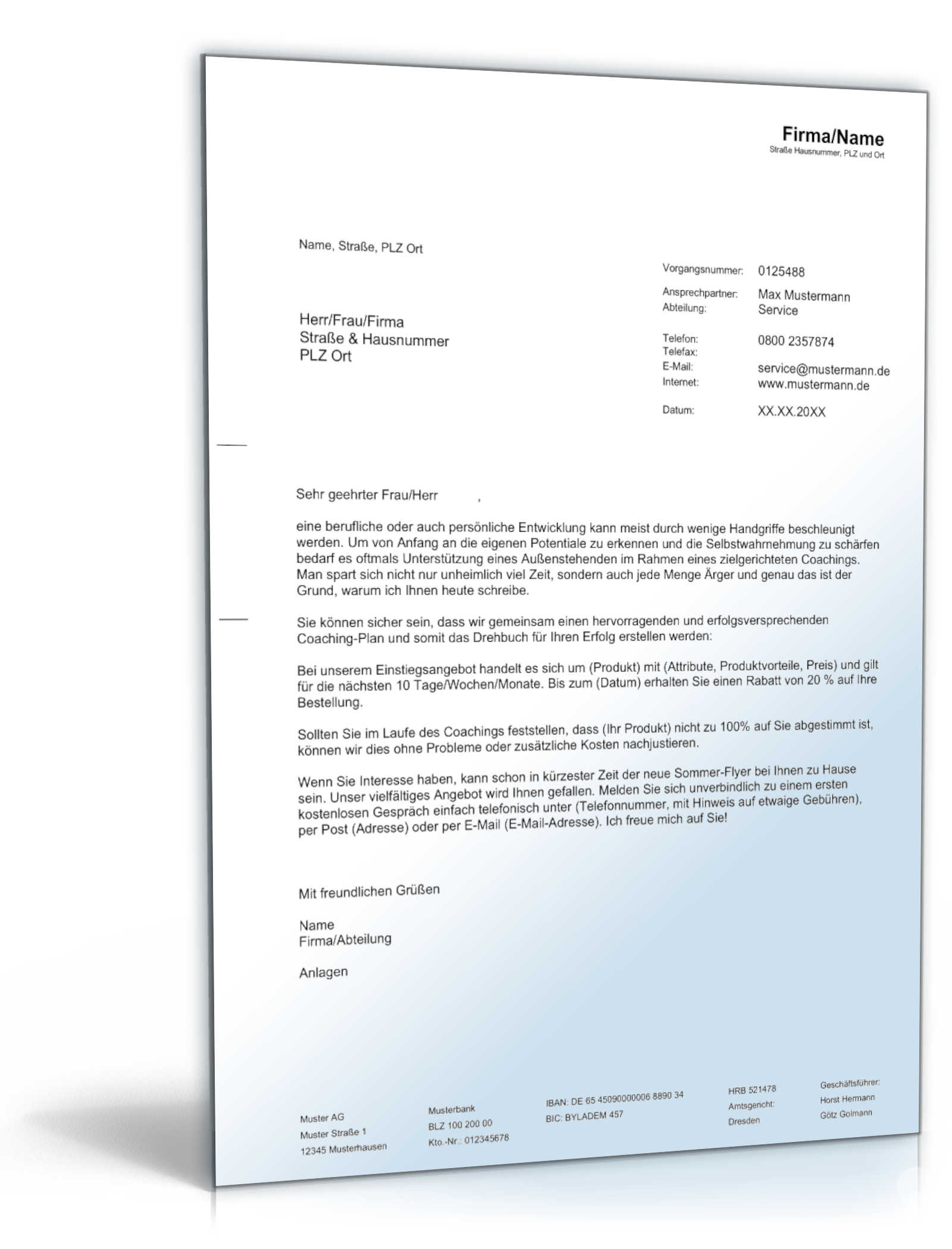 Werbebrief Coaching Word