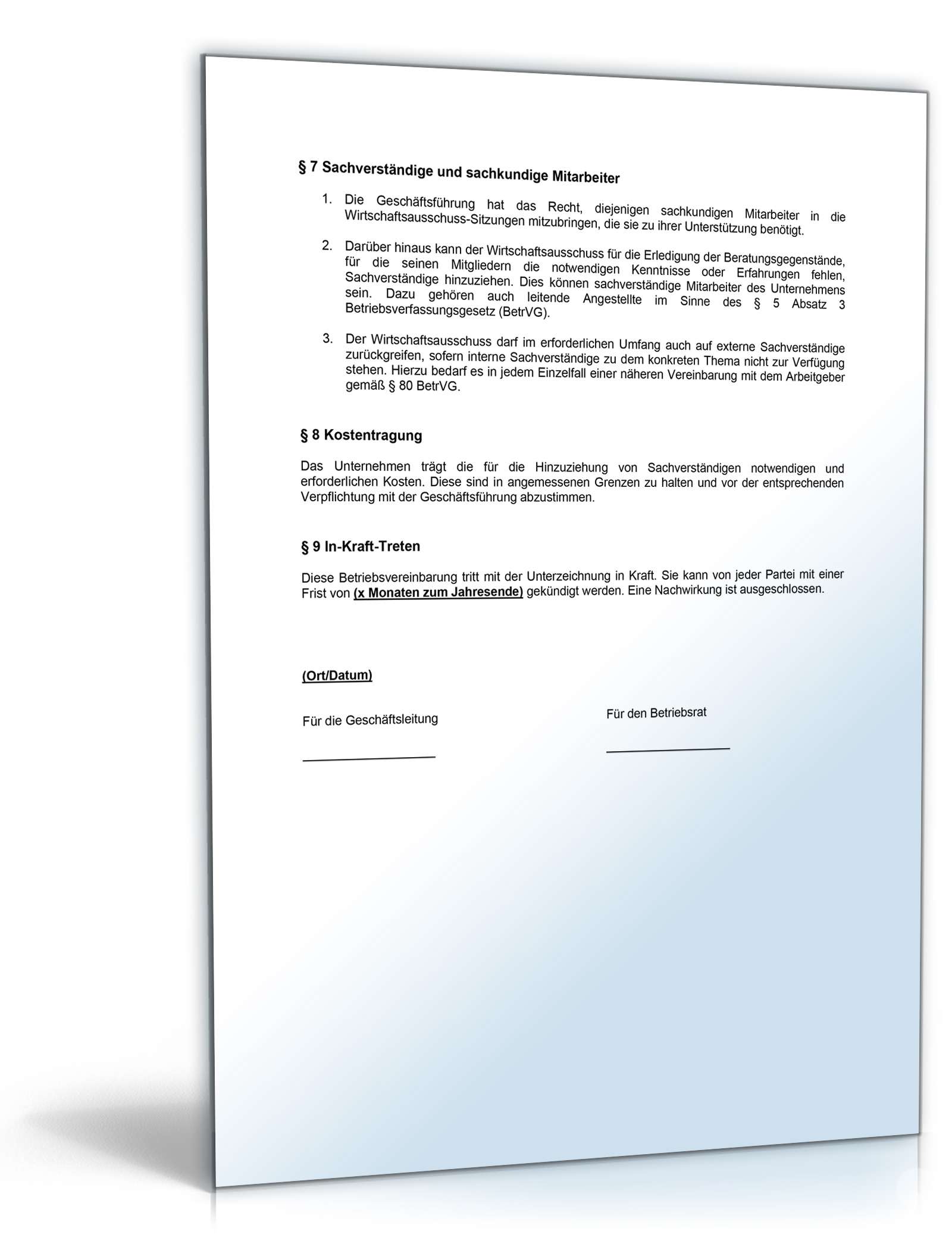 Betriebsvereinbarung über die Zusammenarbeit im Wirtschaftsausschuss PDF. Seite: 3