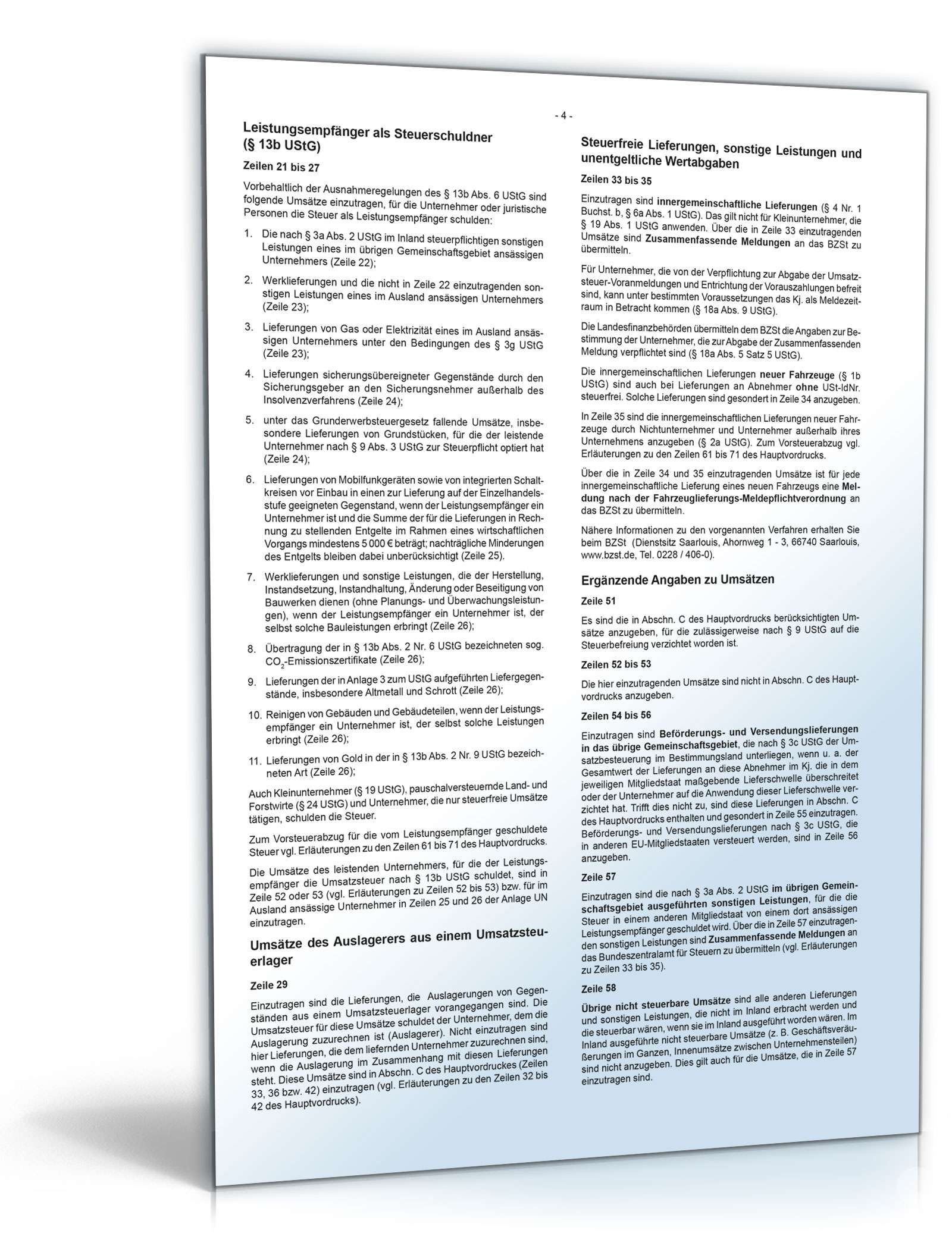 Anleitung zur Umsatzsteuererklärung 2012 PDF. Seite: 4
