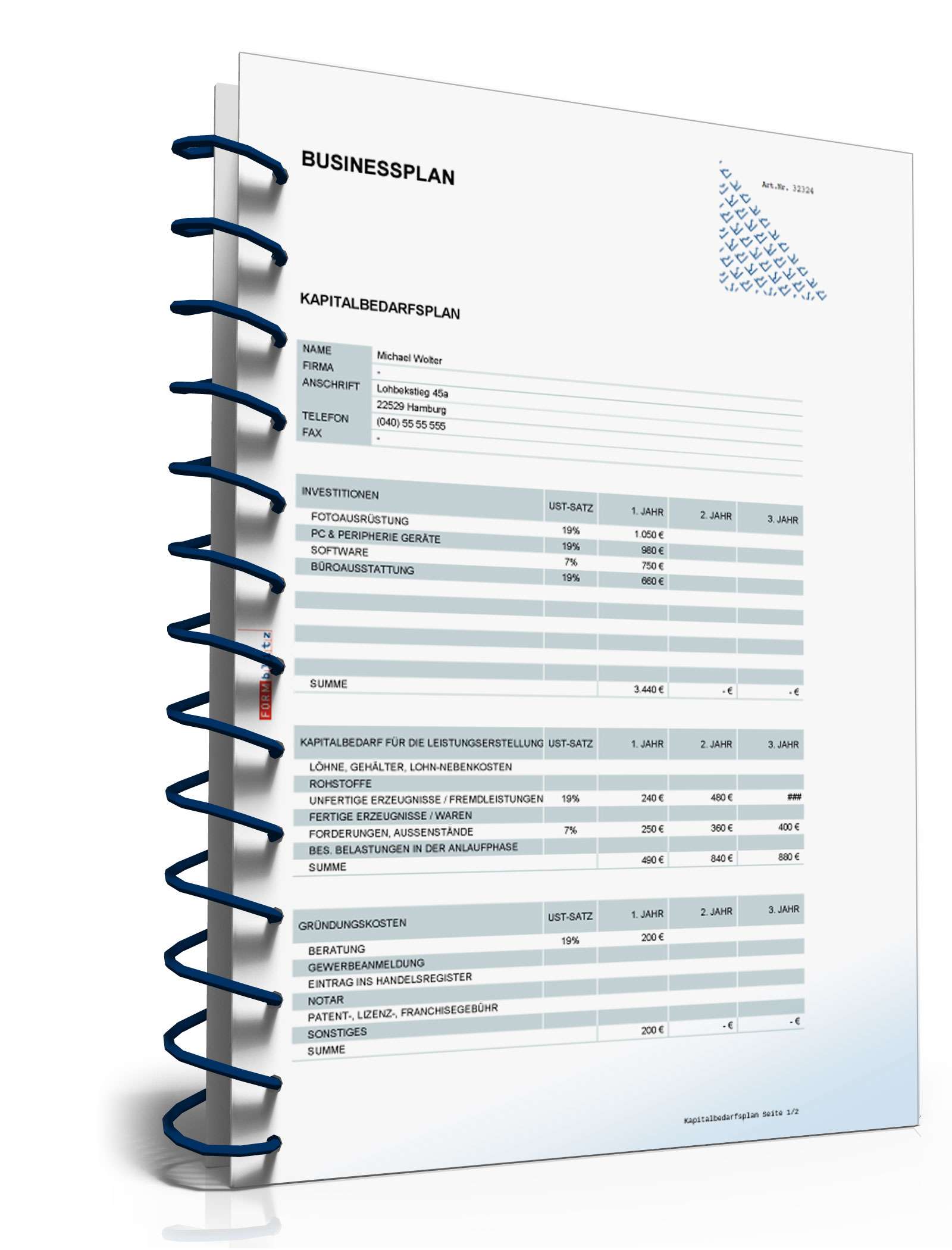 Businessplan für Freiberufler Excel. Seite: 14