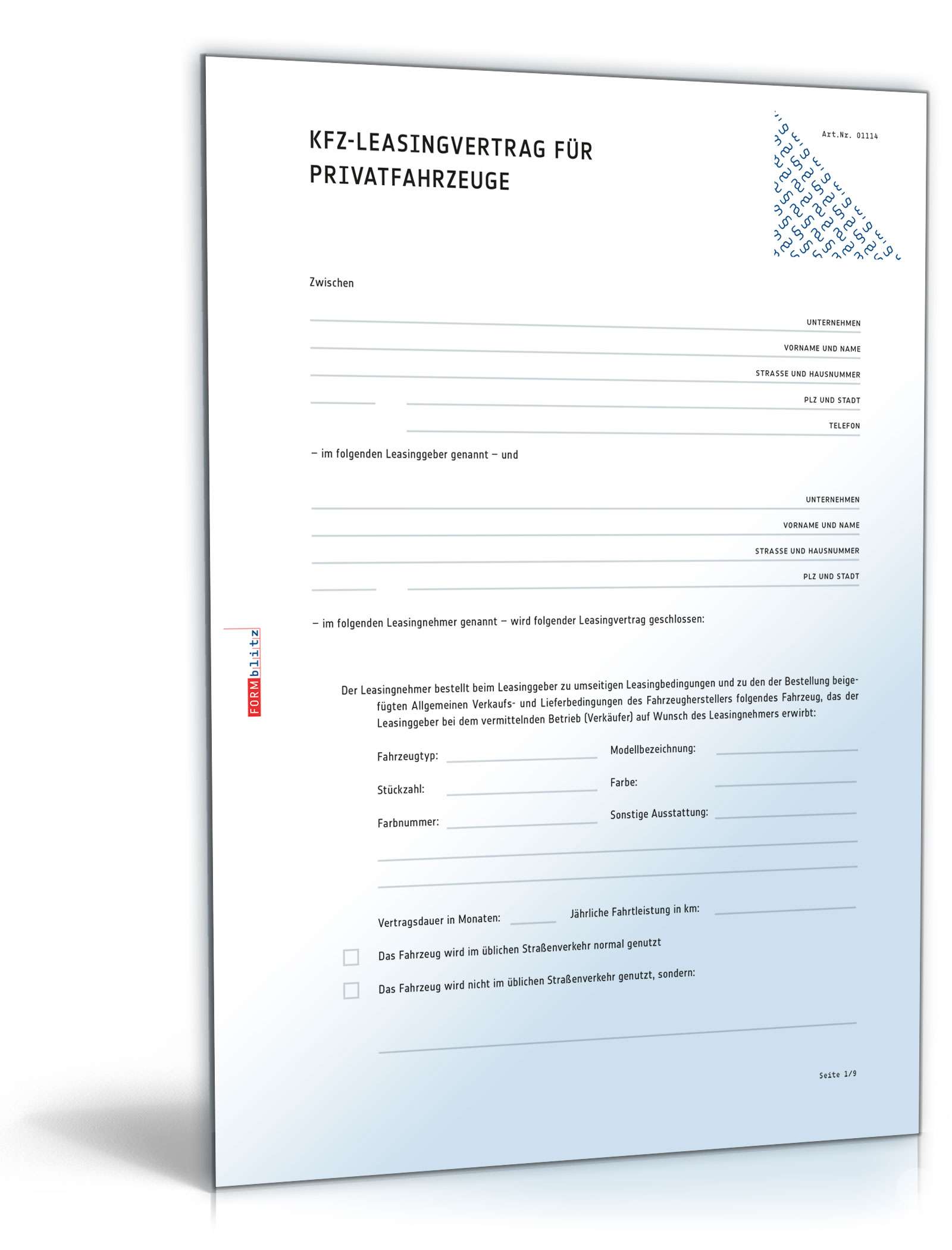 Kfz-Leasingvertrag Privatfahrzeuge PDF