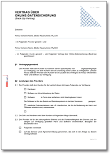 Vertrag Online-Datensicherung Word