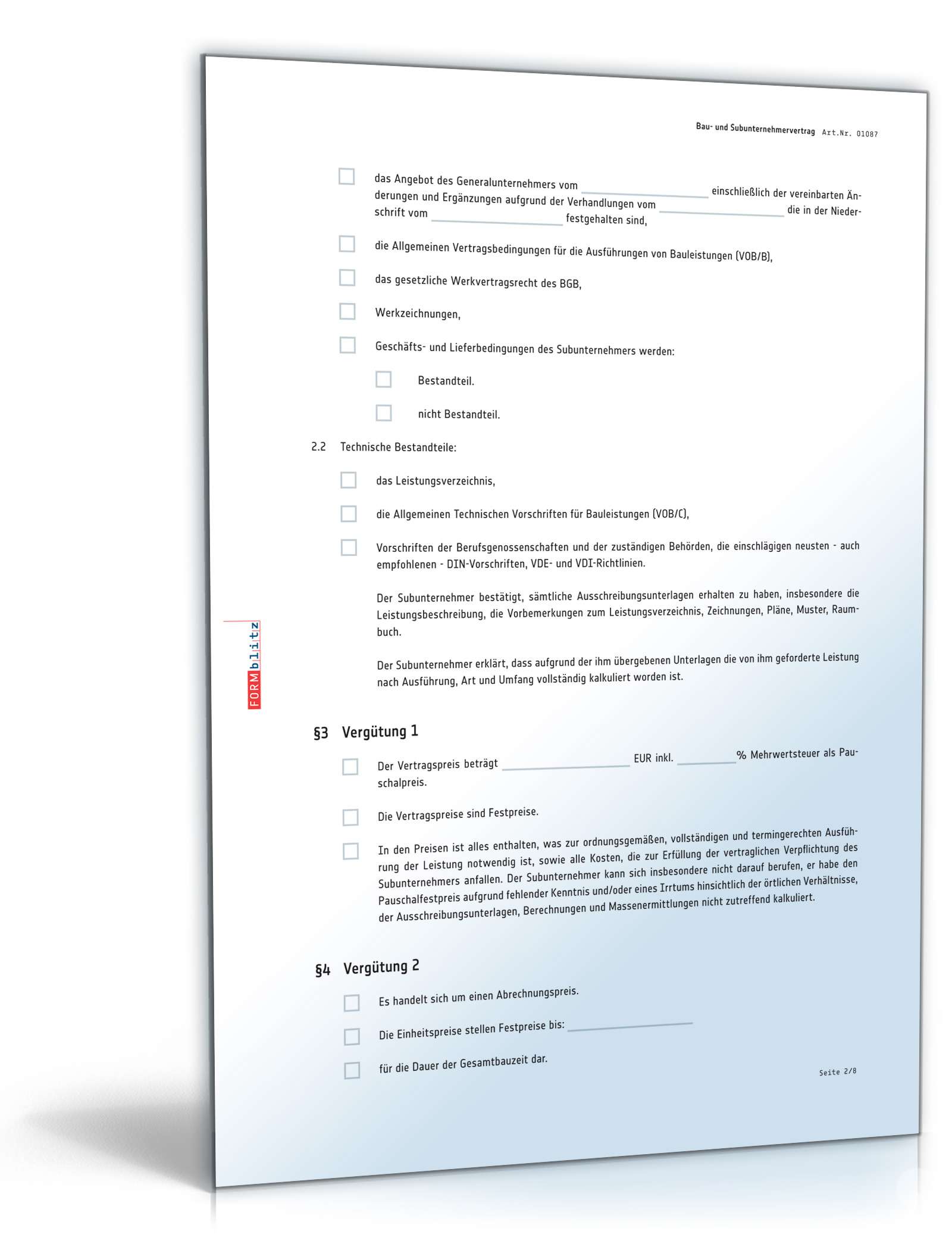 Subunternehmervertrag Bau PDF. Seite: 2