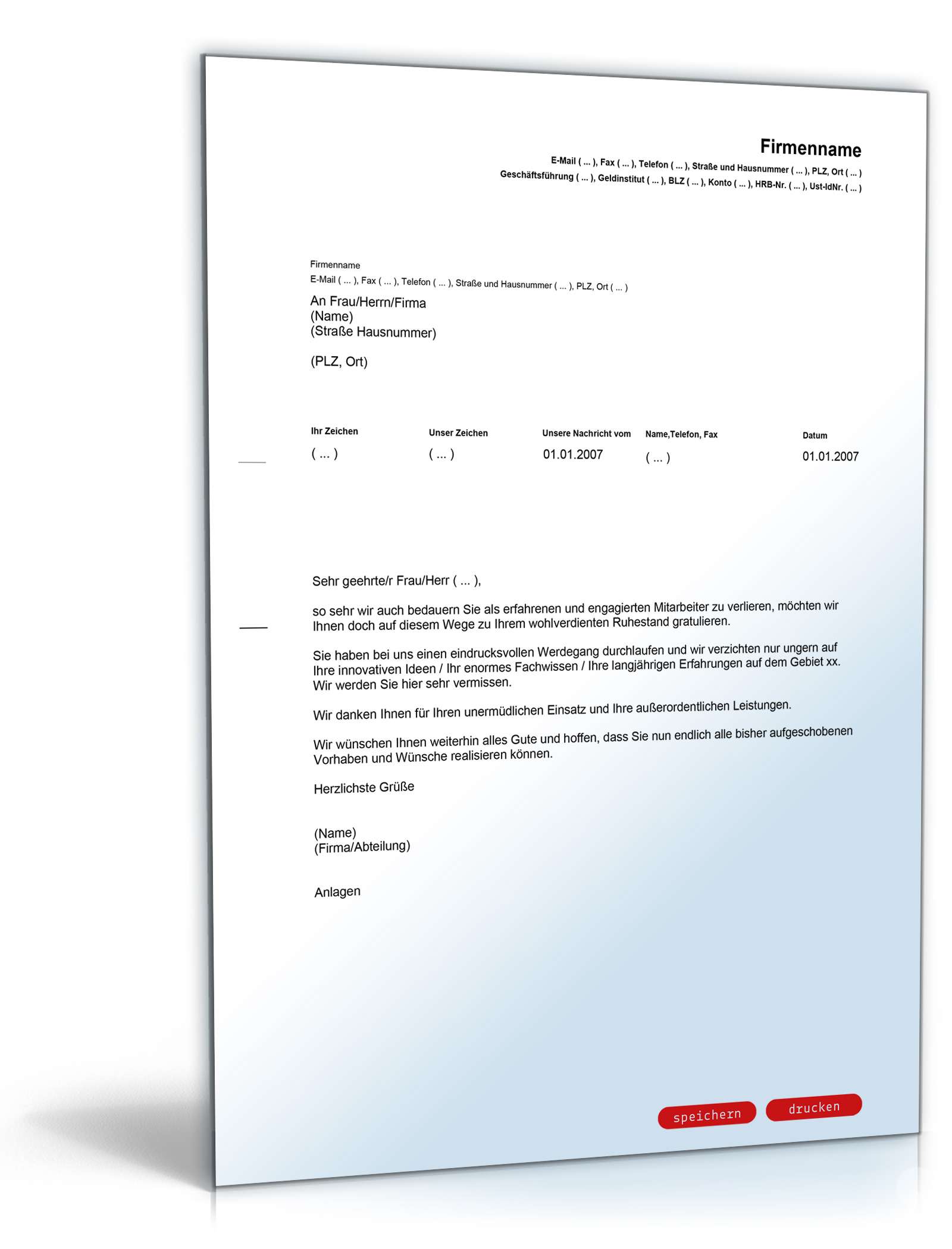 Glückwunsch Mitarbeiter Ruhestand  PDF