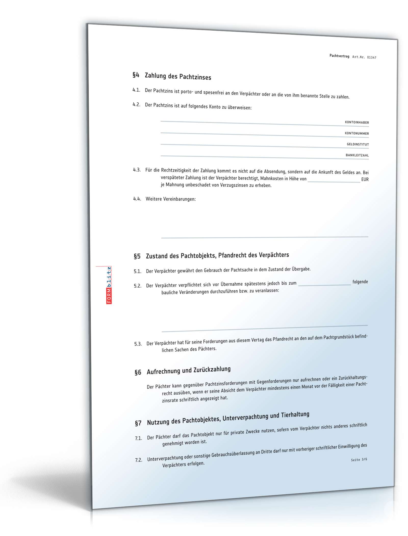 Pachtvertrag Grundstück PDF. Seite: 3