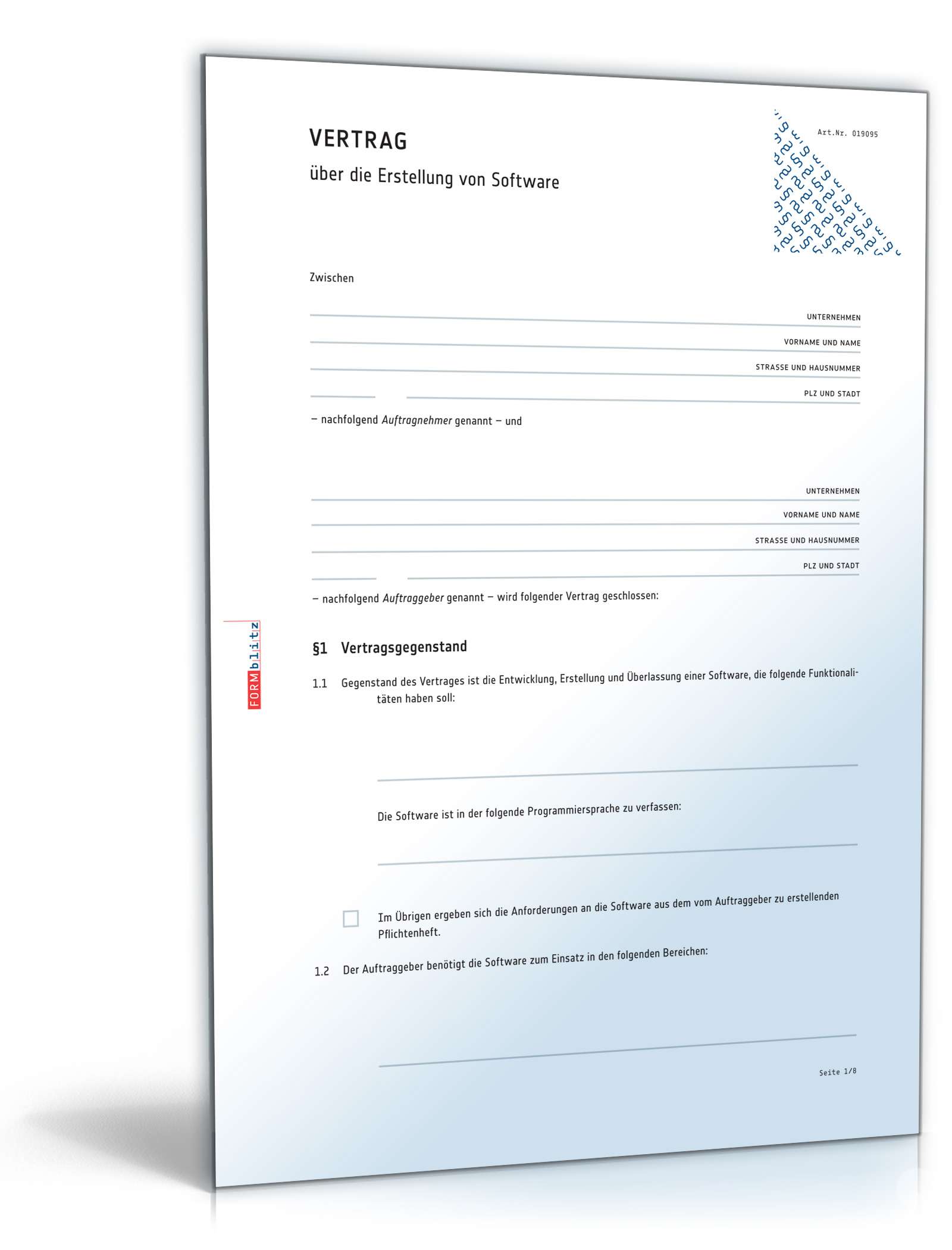 Vertrag Softwareerstellung PDF