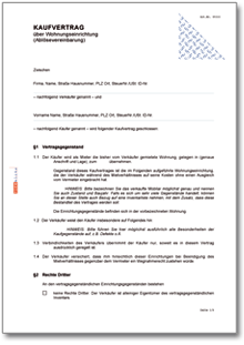 Kaufvertrag Wohnungseinrichtung  Word